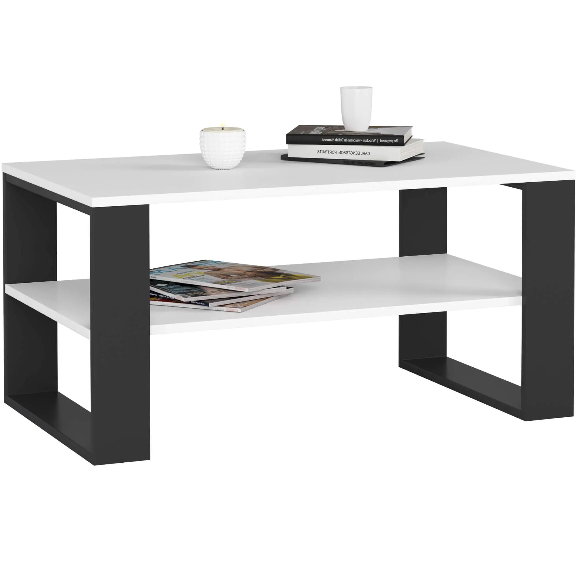 Ak furniture Konferenční stolek DOMI II bílý/černý