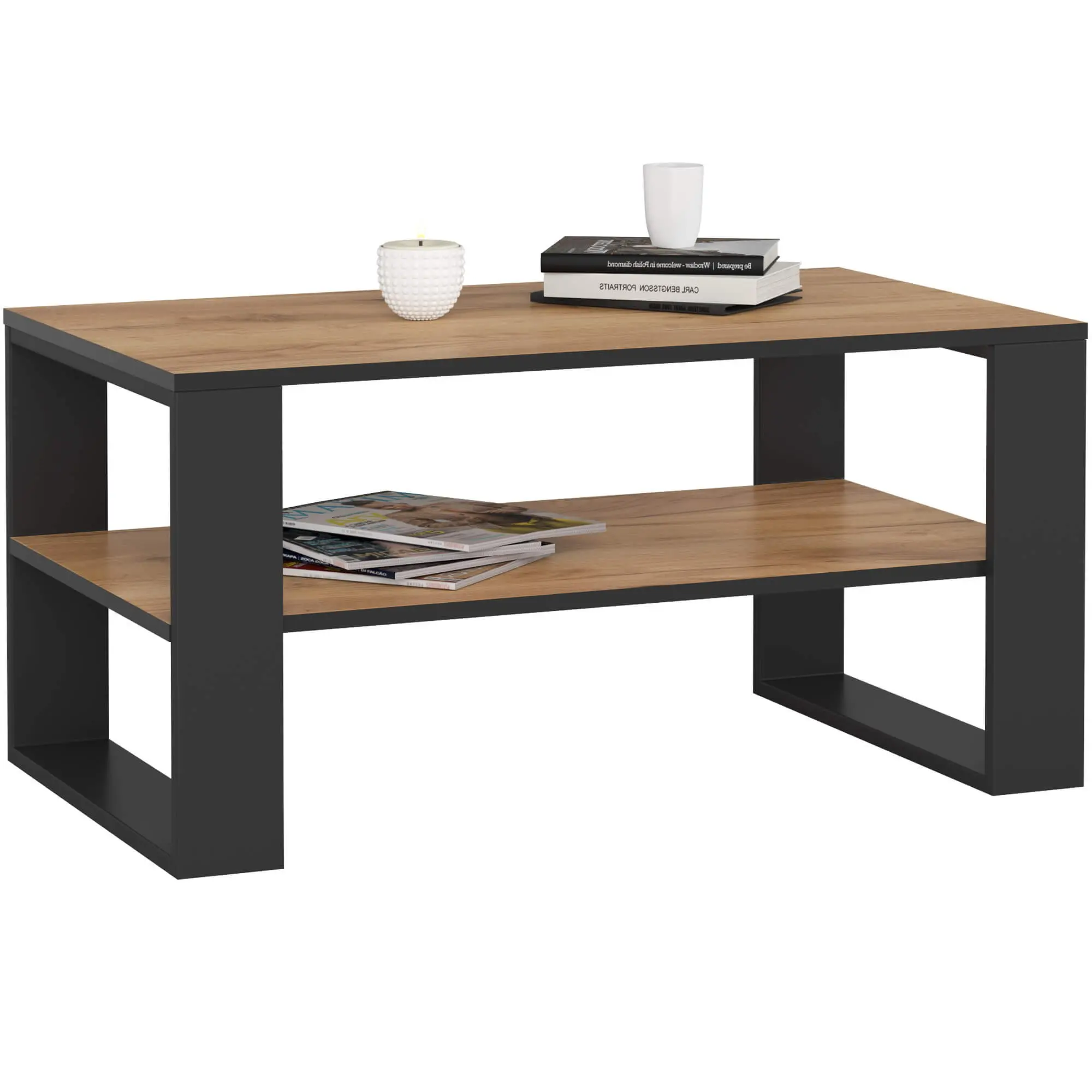 Ak furniture Konferenční stolek DOMI II dub craft zlatý/černý