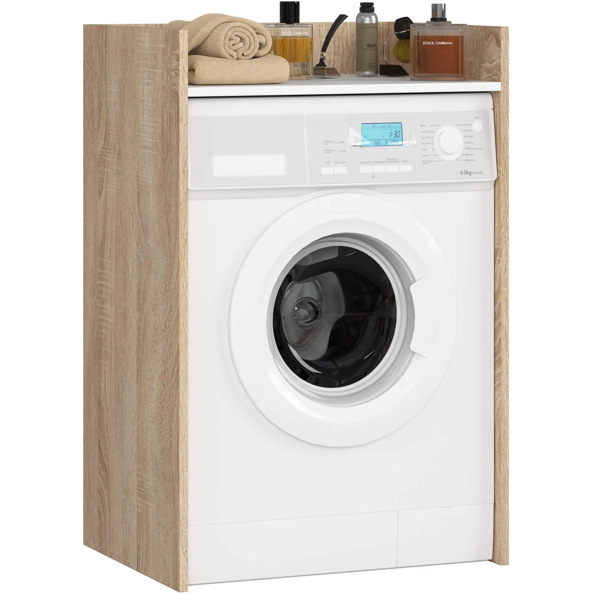 Ak furniture Koupelnová skříňka nad pračku FIN II dub sonoma/bílá