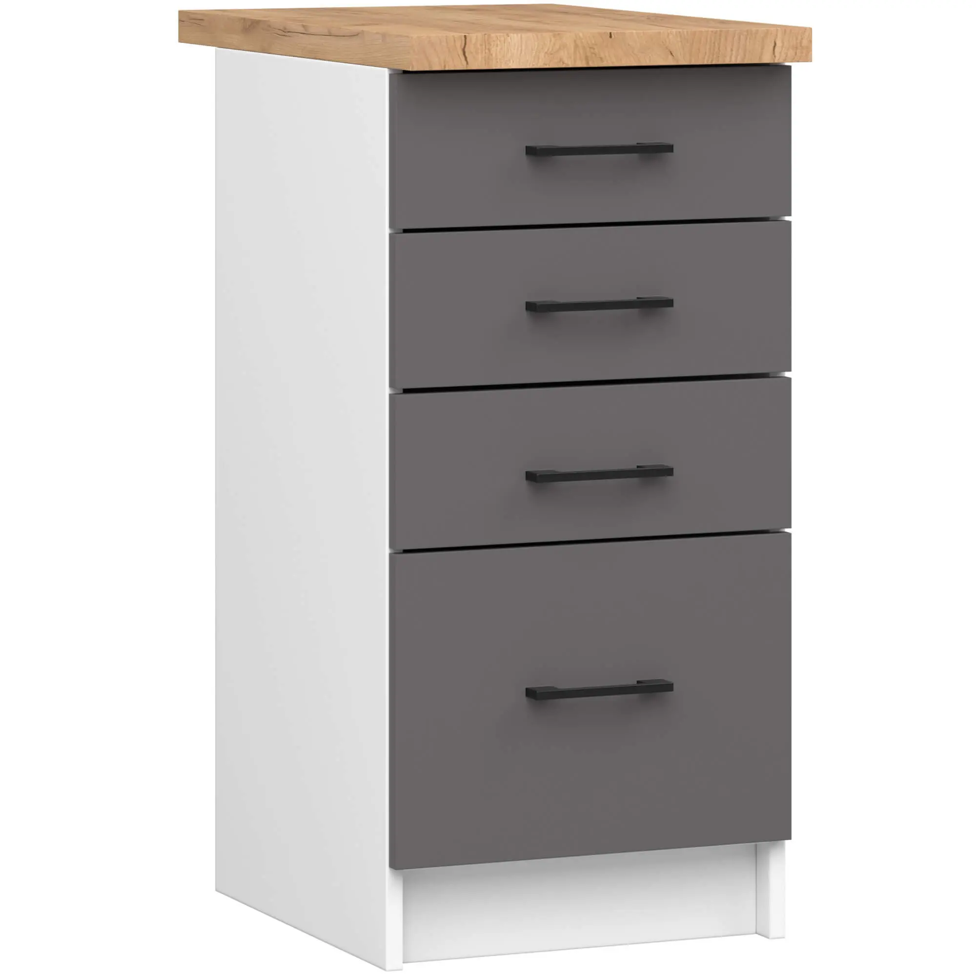 Ak furniture Kuchyňská skříňka OLIVIE II 40x85 cm matná bílá/matná grafitově šedá/dub přírodní