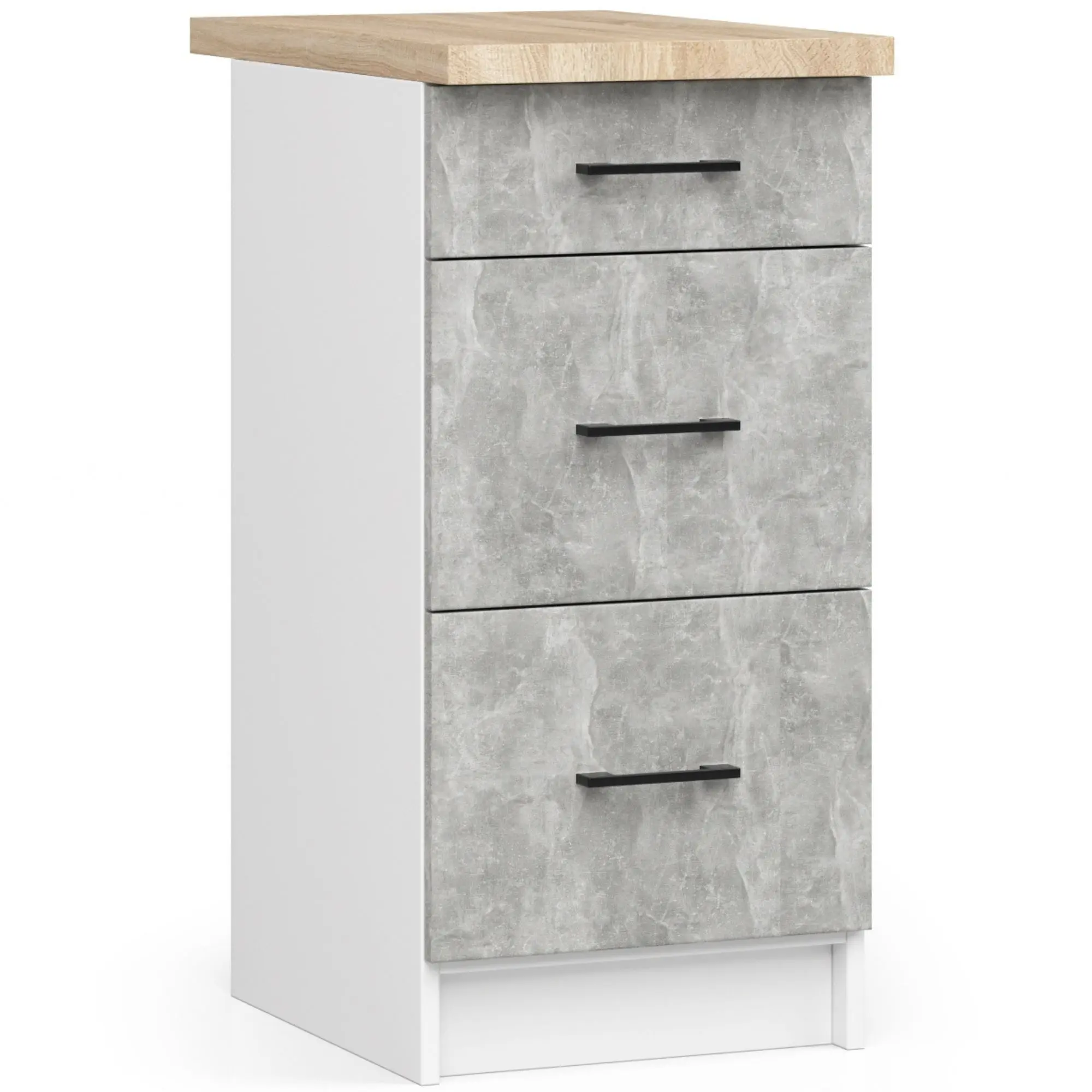 Ak furniture Kuchyňská skříňka OLIVIE III 40x85 cm matná bílá/beton/dub sonoma