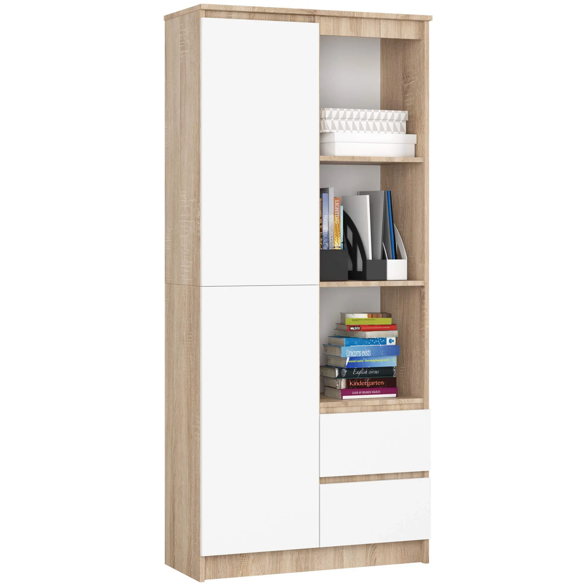 Ak furniture Skříň Rexa 80 cm dub sonoma/bílá