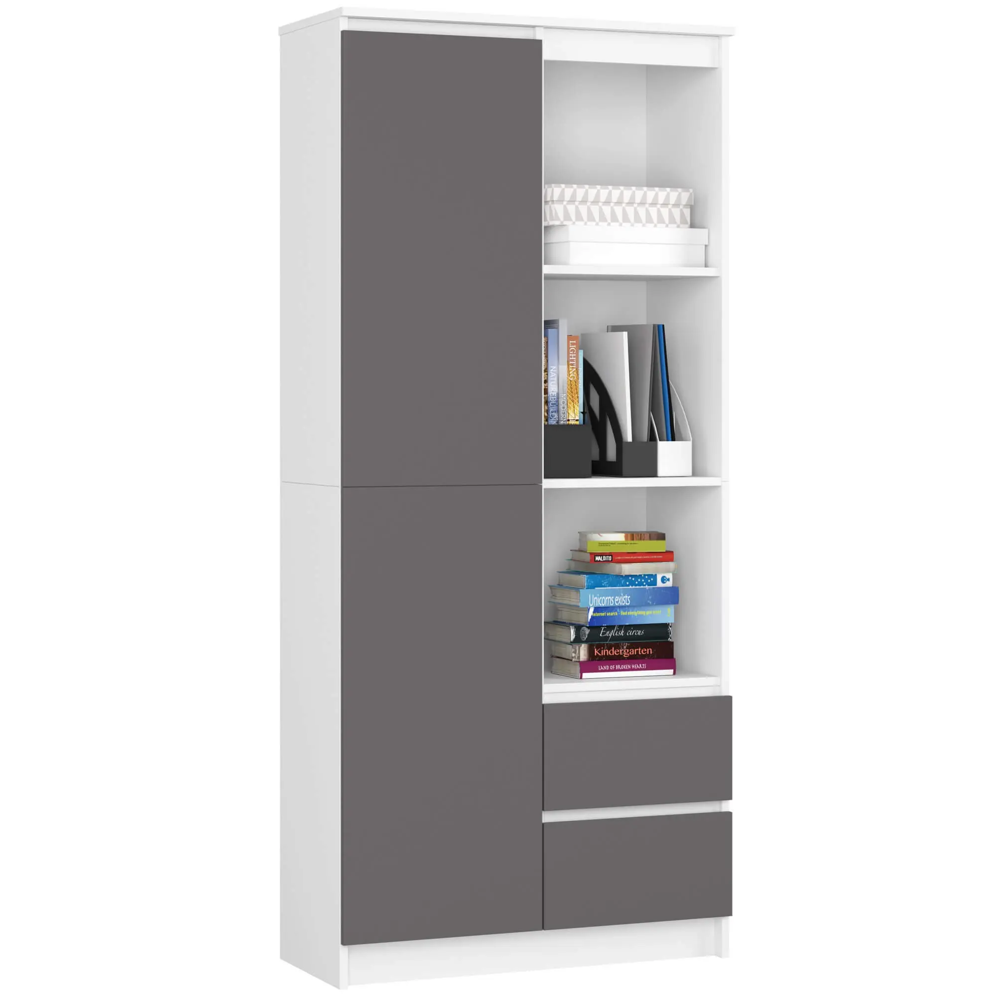 Ak furniture Knihovna R 80 cm CLP R11 bílá/grafitová
