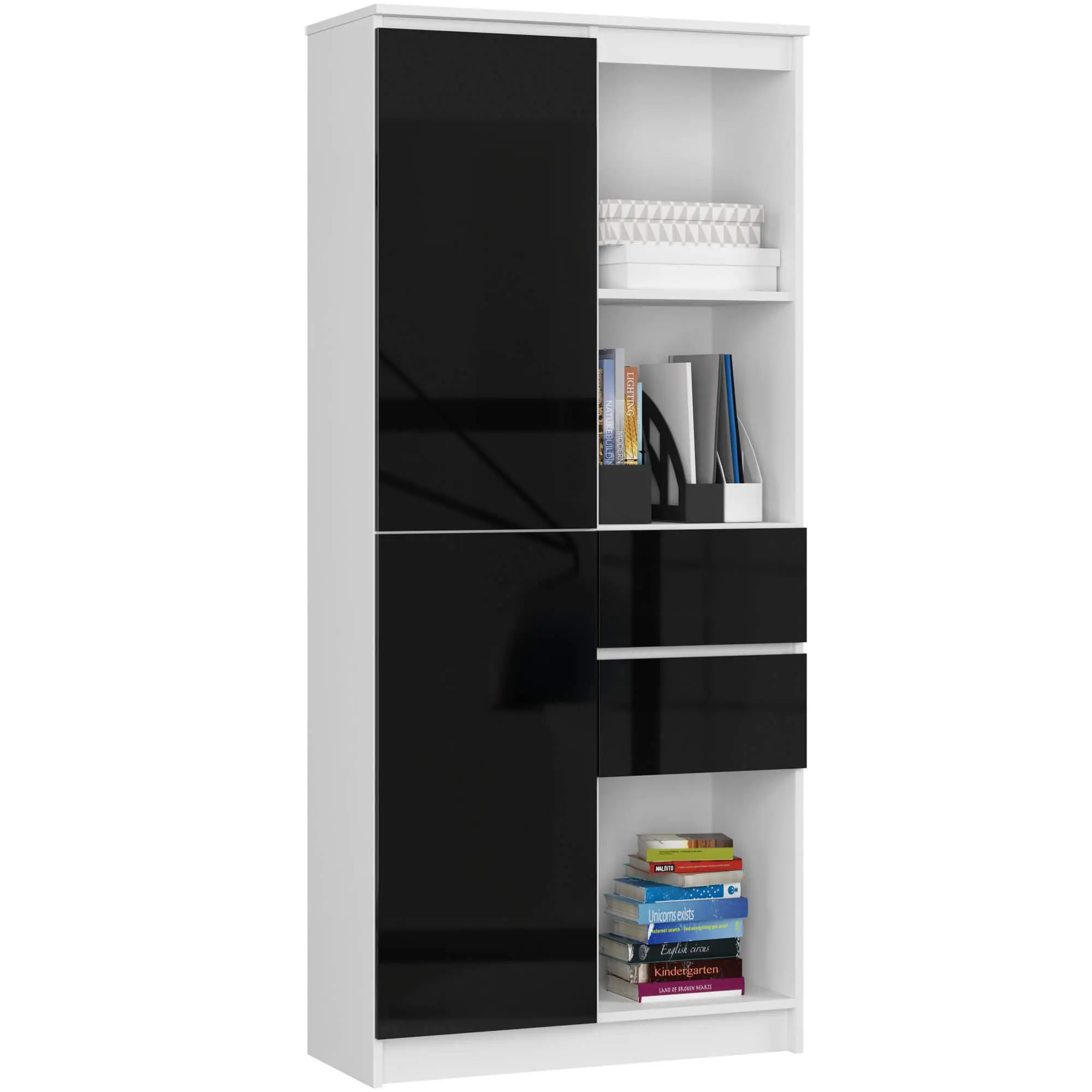 Ak furniture Skříň Rexa II 80 cm bílá/černá