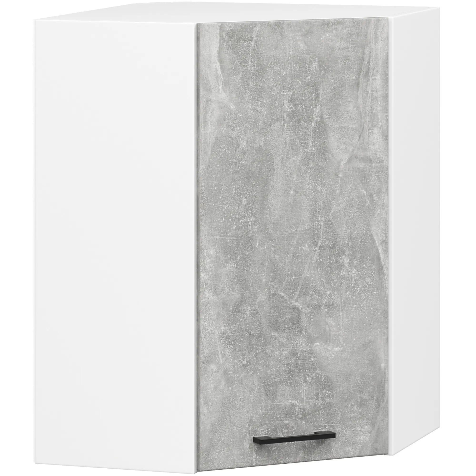 Ak furniture Rohová závěsná kuchyňská skříňka Olivie 60X72 cm bílá/beton