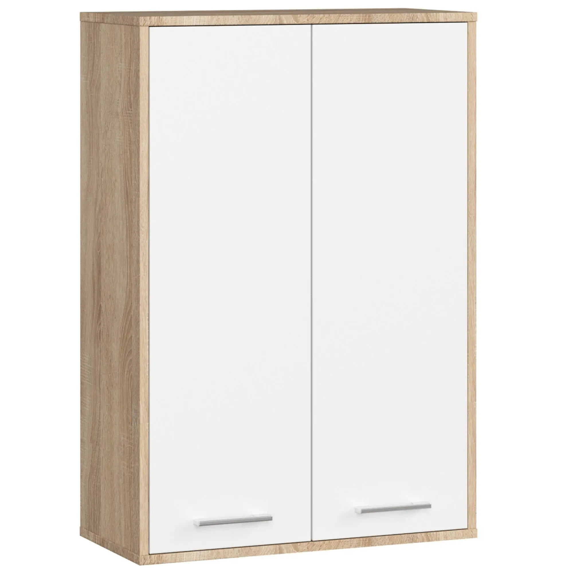 Ak furniture Závěsná koupelnová skříňka Fin W64 64 cm bílá/dub sonoma II