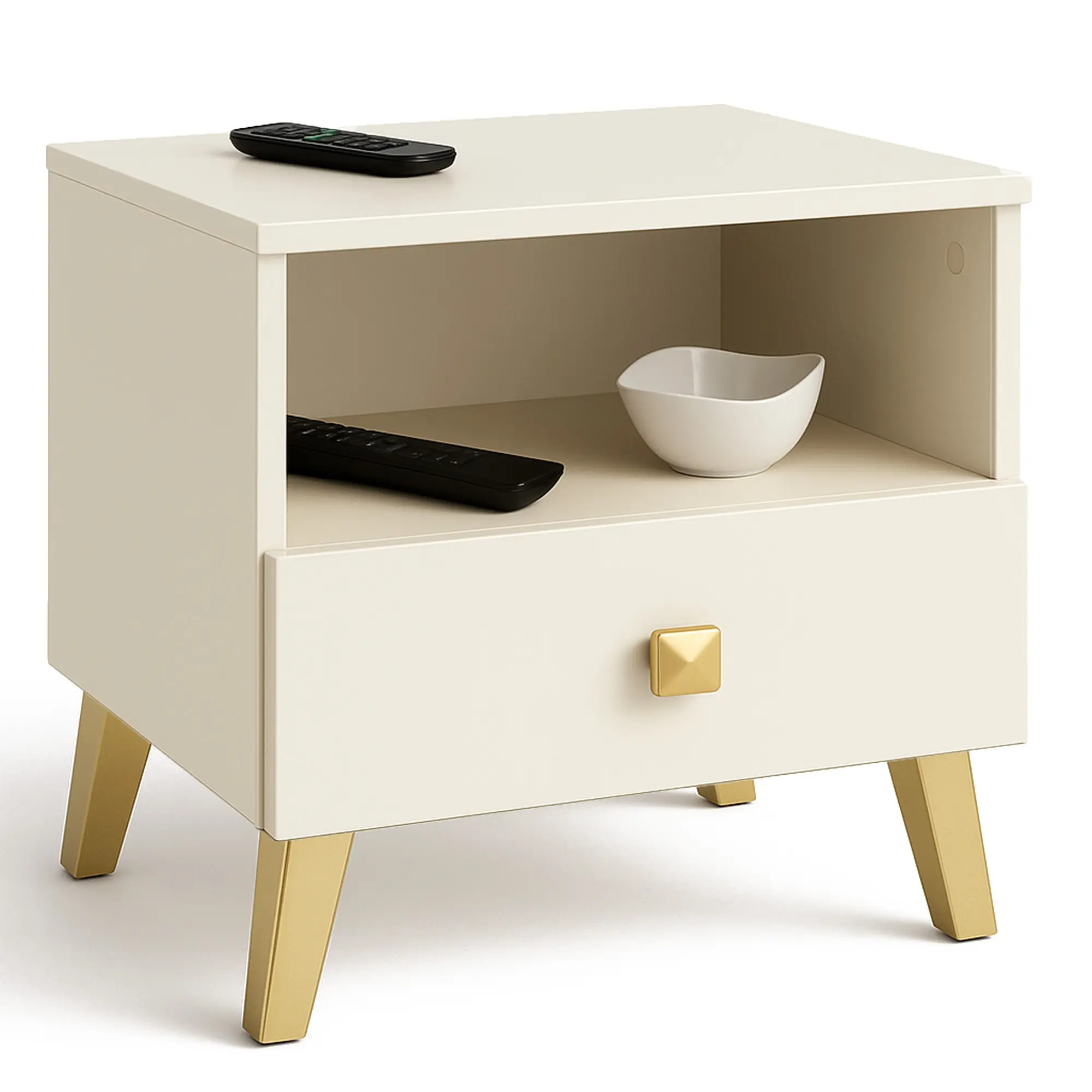 Ak furniture Noční stolek MOBI K-01 kašmír/zlatý