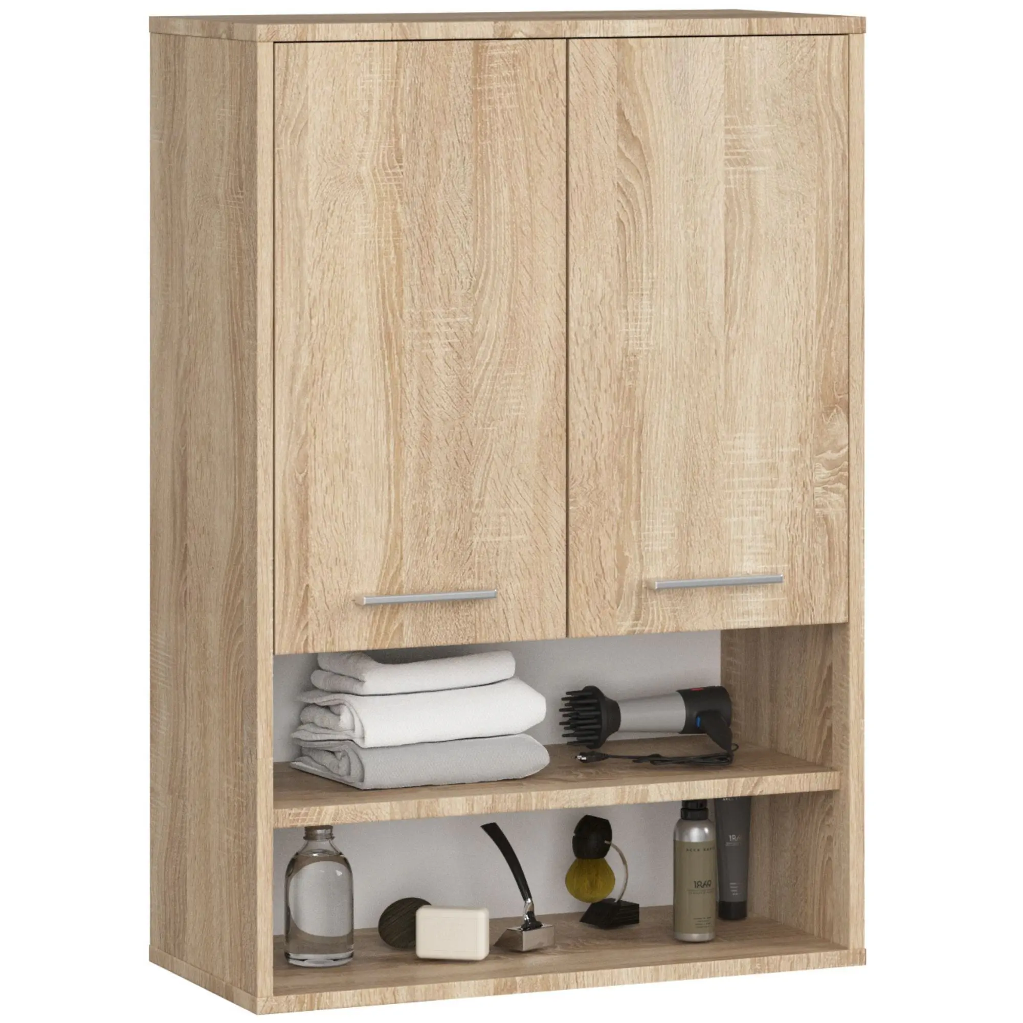Ak furniture Závěsná koupelnová skříňka Fin W64 2D 64 cm dub sonoma