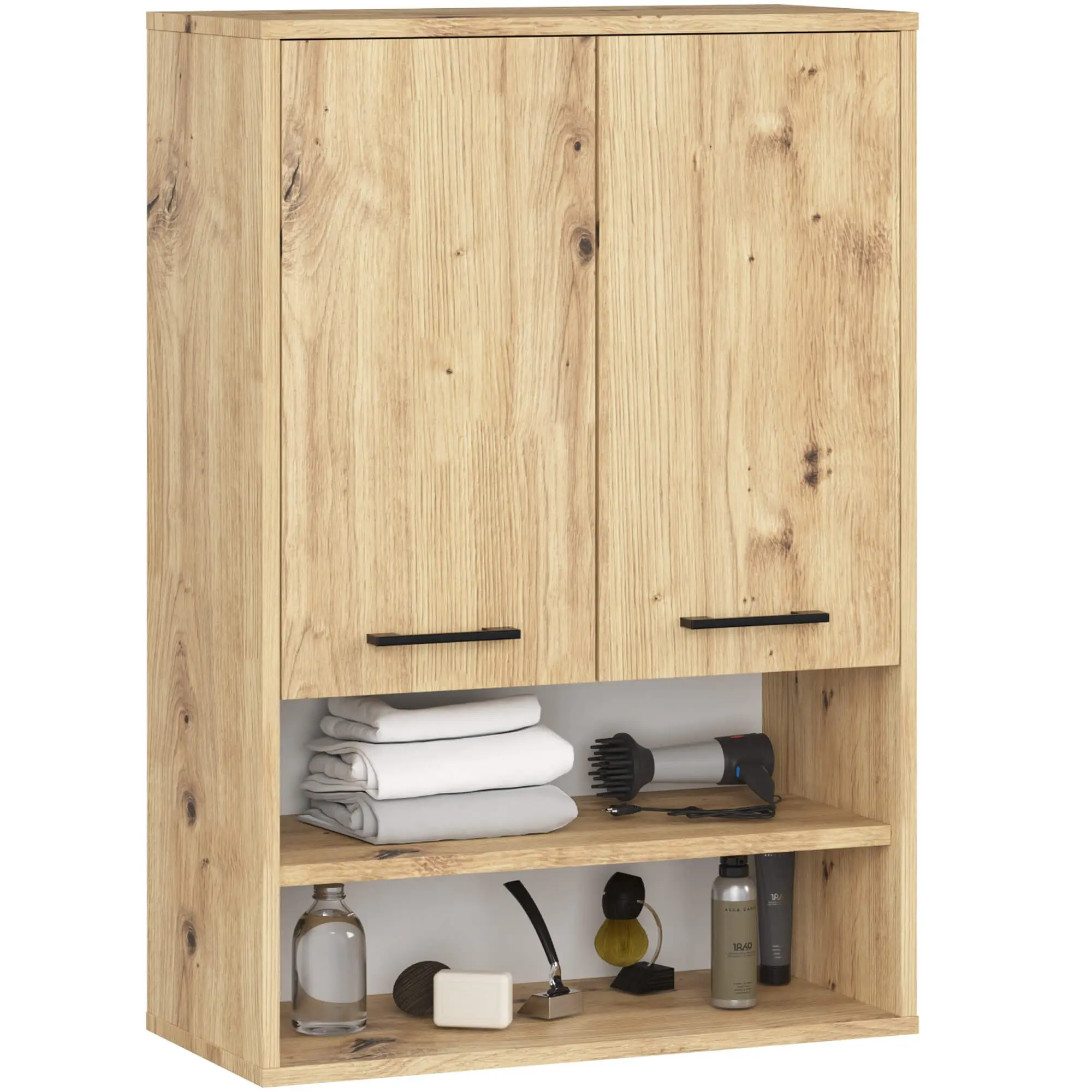 Ak furniture Závěsná koupelnová skříňka Fin W64 2D 64 cm dub artisan