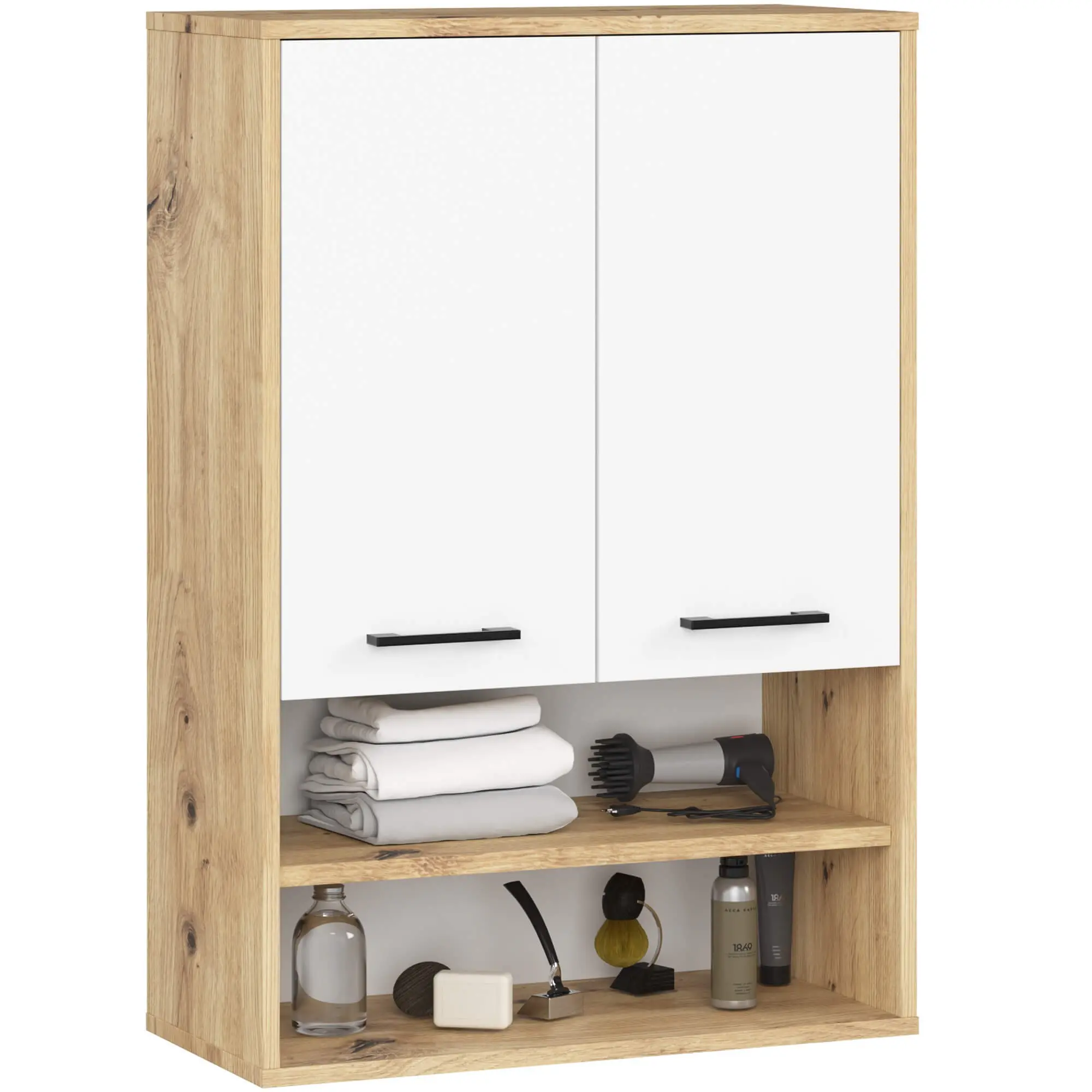 Koupelnová skříňka FIN H934 W64 2D 1P dub artisan / bílá
