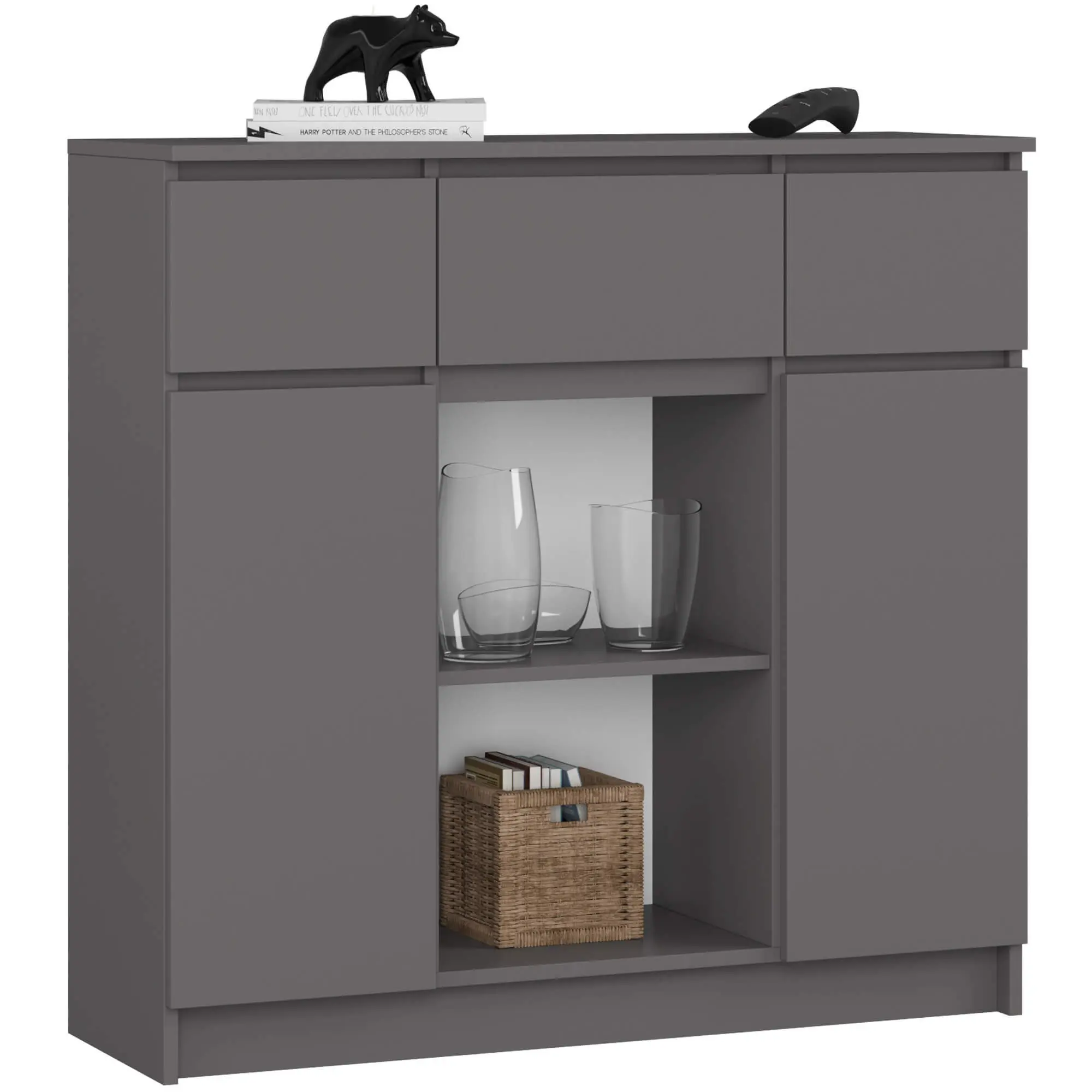 Ak furniture Komoda Baros 100 cm grafitová
