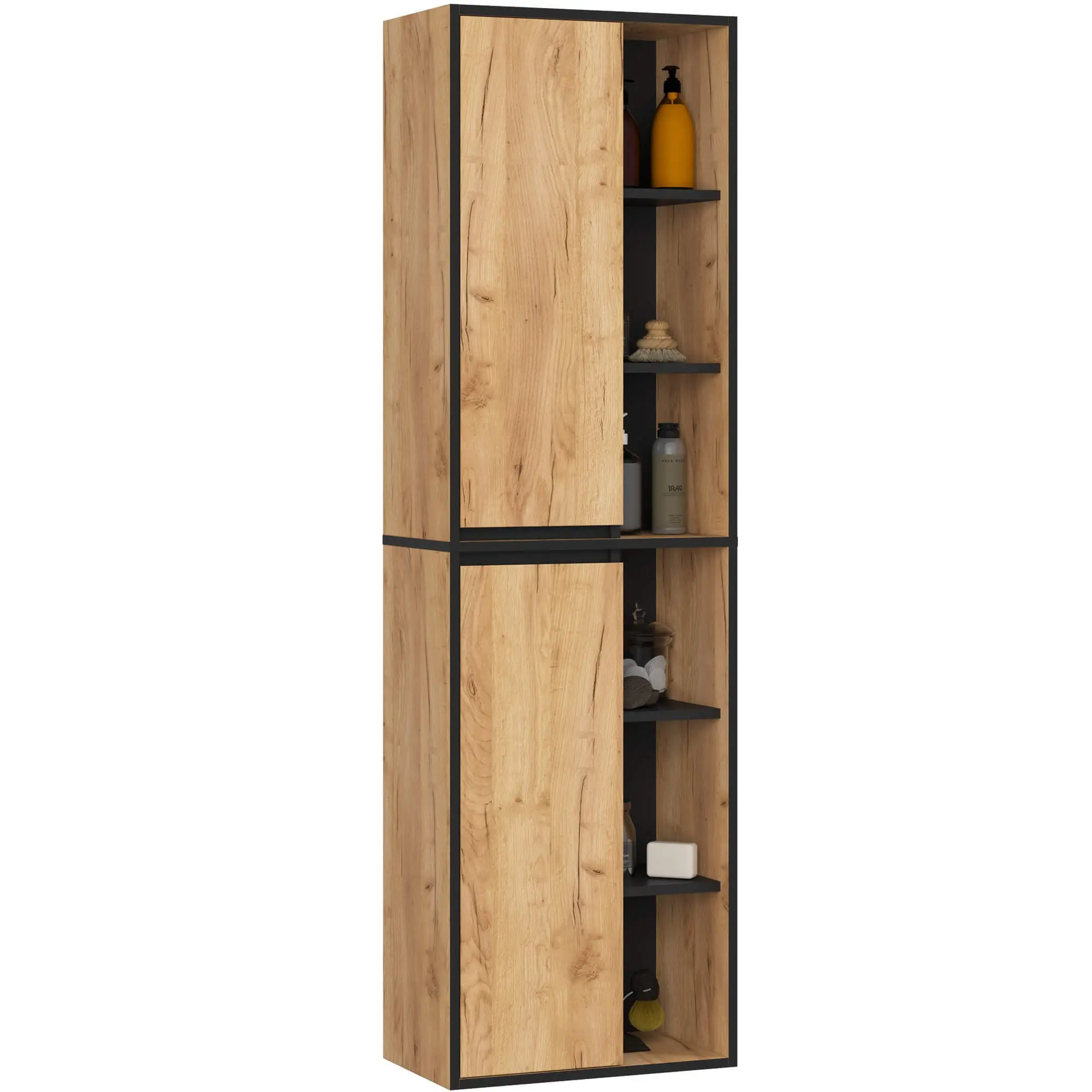 Ak furniture Závěsná koupelnová skříňka VAMI 50 cm dub craft/černá