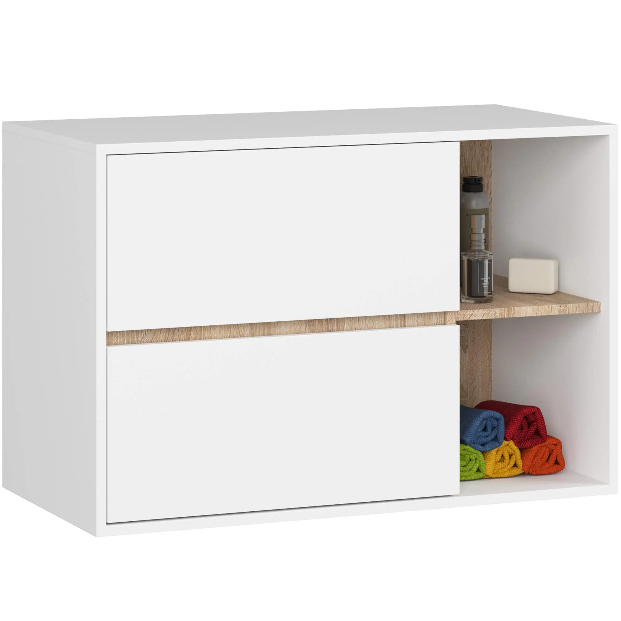 Skříňka pod umyvadlo VAMI W90 2SZ 2P bílá / dub sonoma