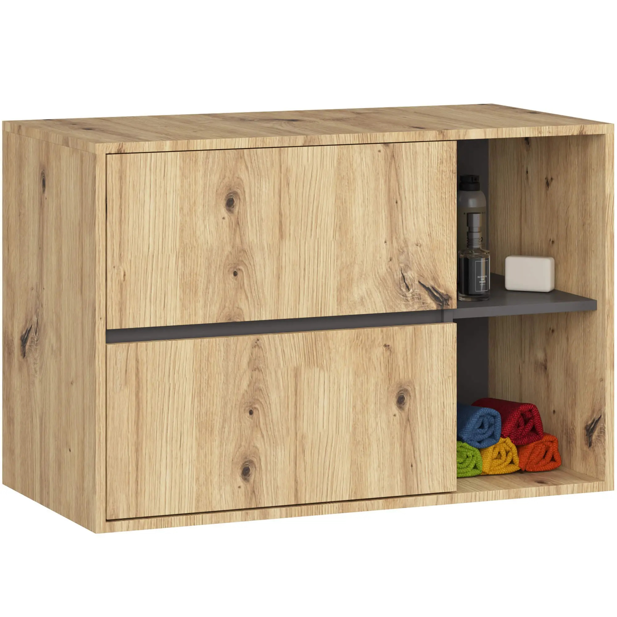 Skříňka pod umyvadlo VAMI W90 2SZ dub artisan / grafitová