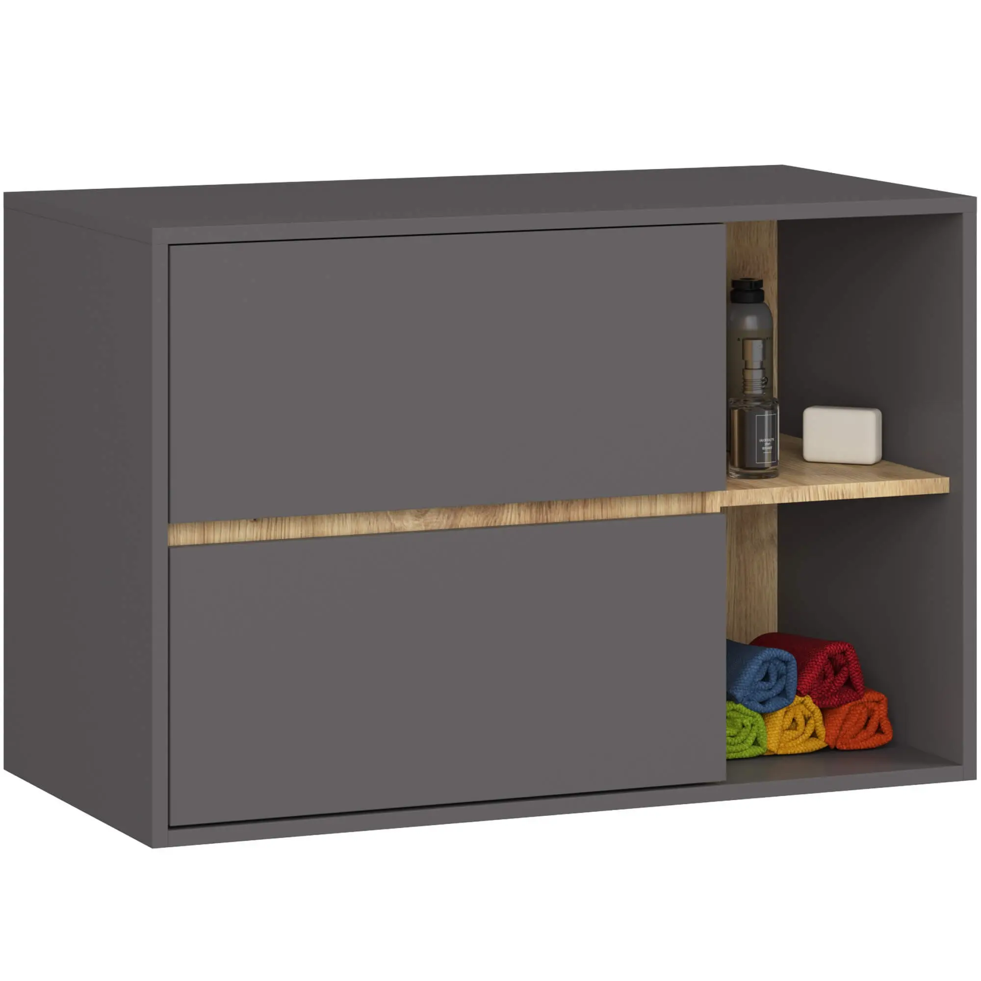 Skříňka pod umyvadlo VAMI W90 2SZ šedá / dub craft