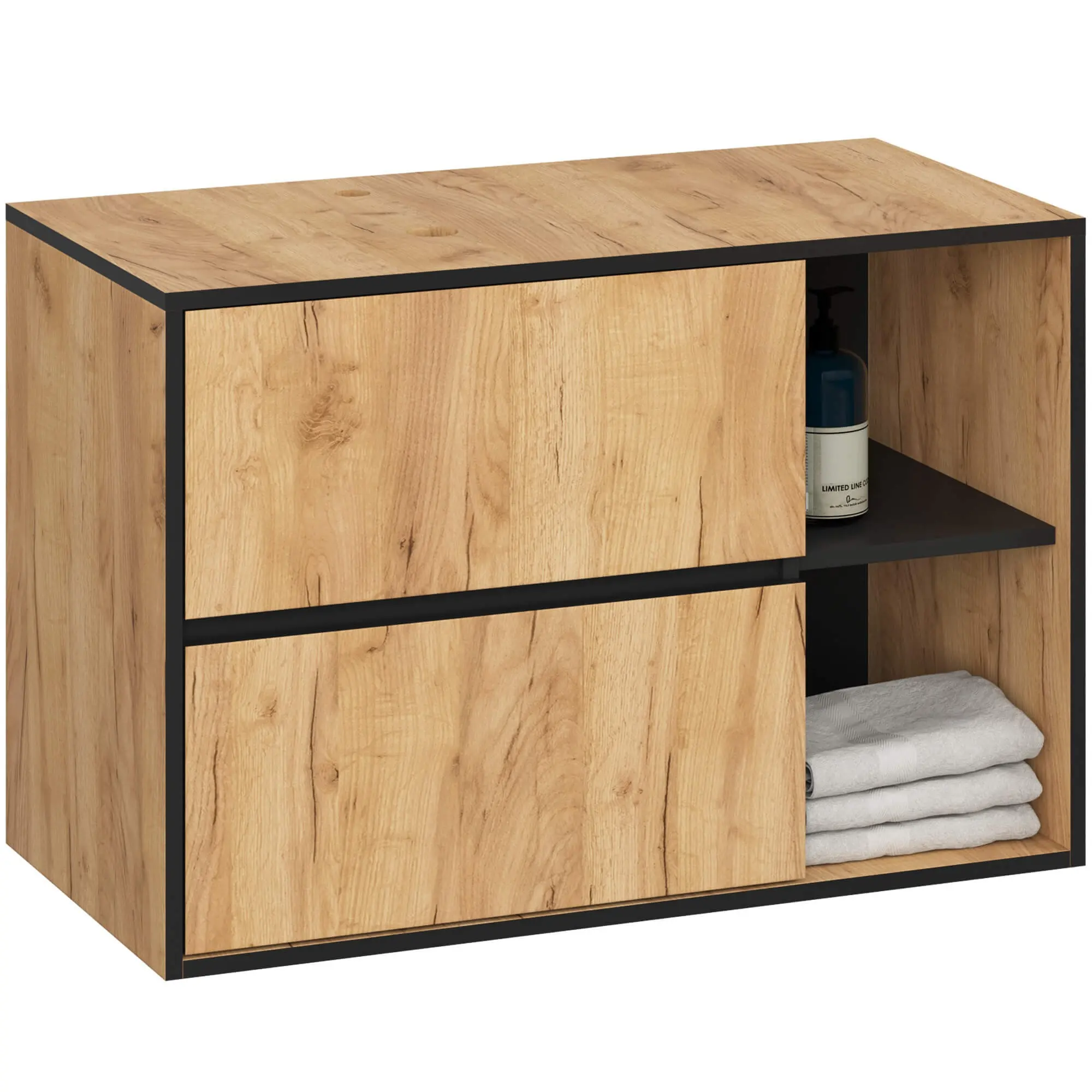 Skříňka pod umyvadlo VAMI W90 2SZ dub craft / černá
