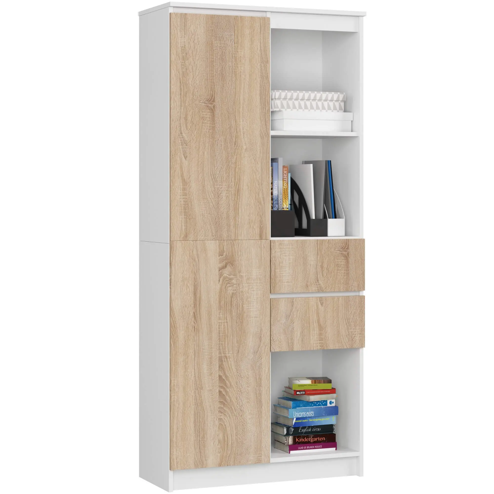Ak furniture Skříň Rexa II 80 cm bílá/dub sonoma