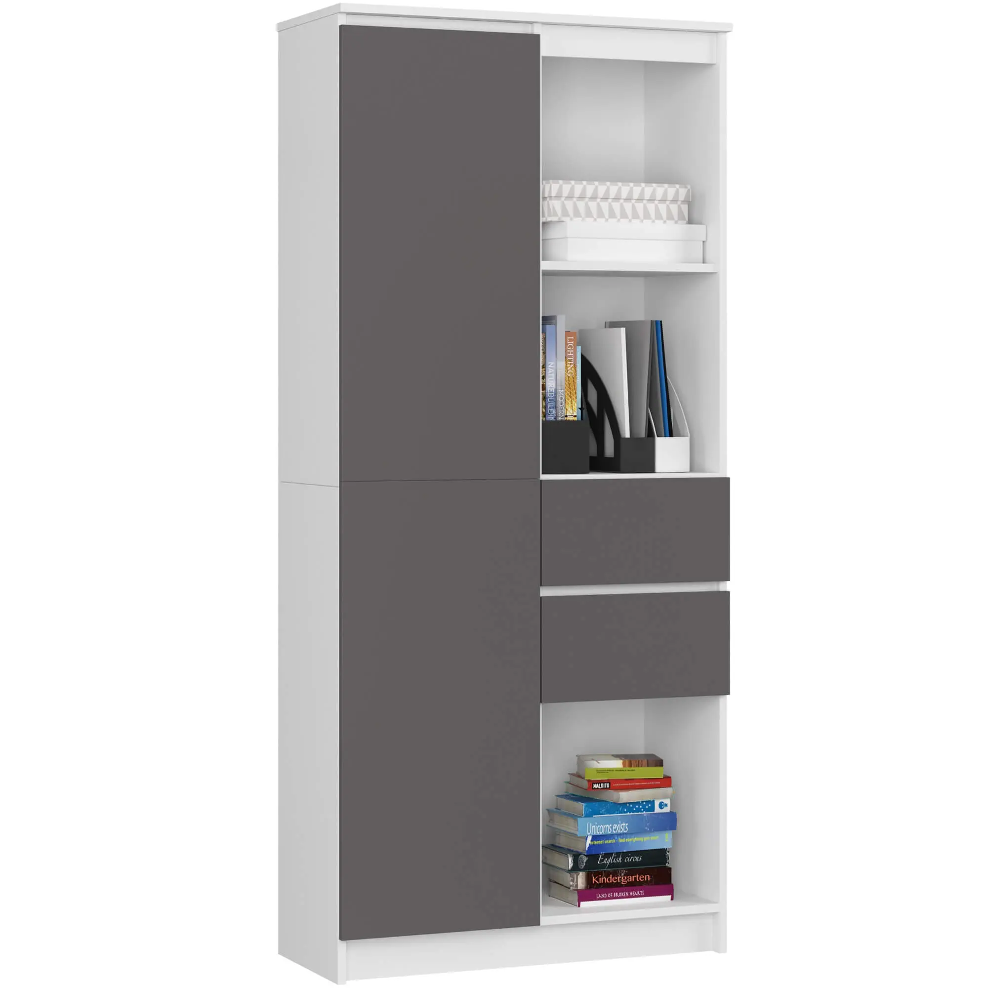 Ak furniture Knihovna R 80 cm CLP R15 bílá/grafitová