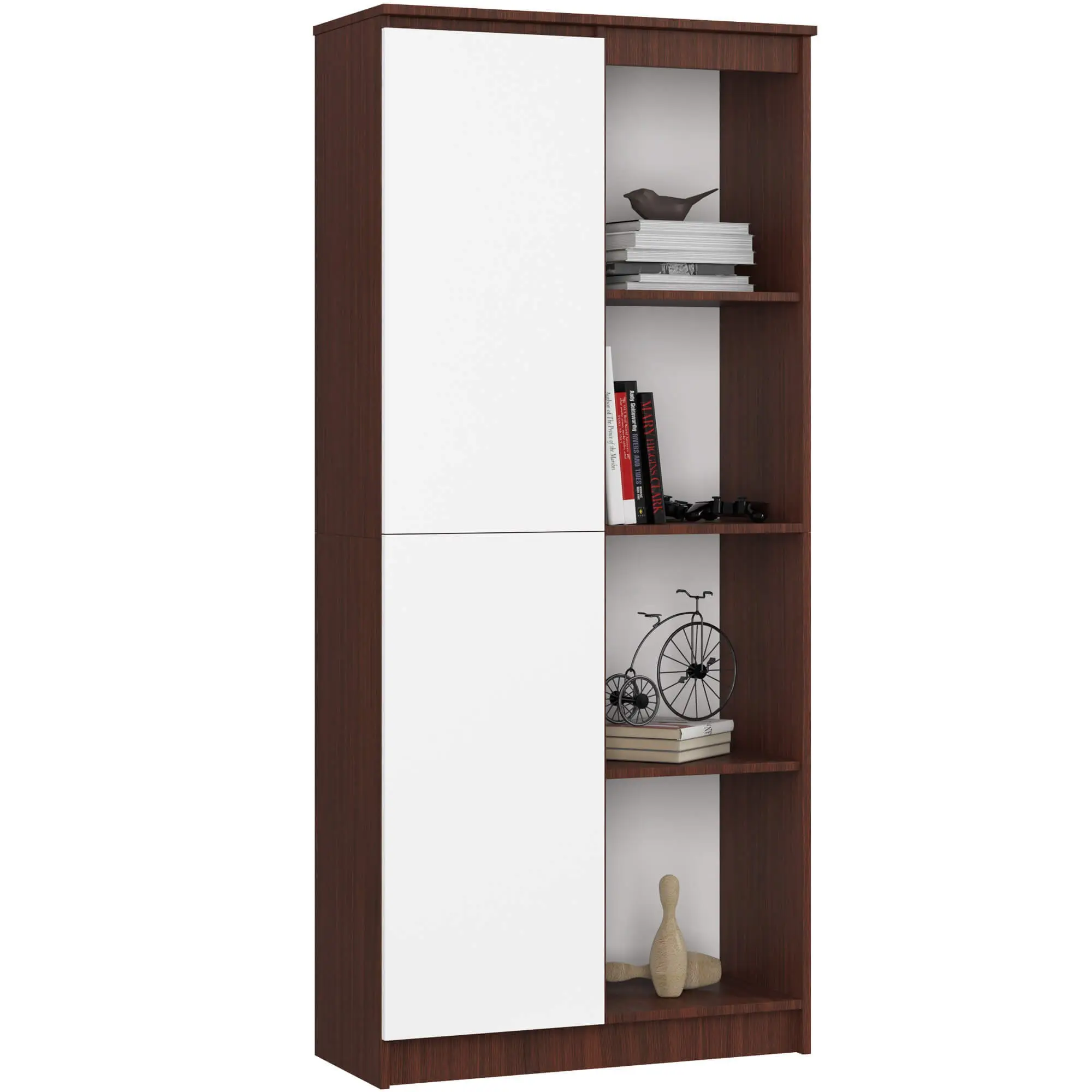 Ak furniture Regál Rexa 80 cm 1 skříňka a 4 police wenge/bílý