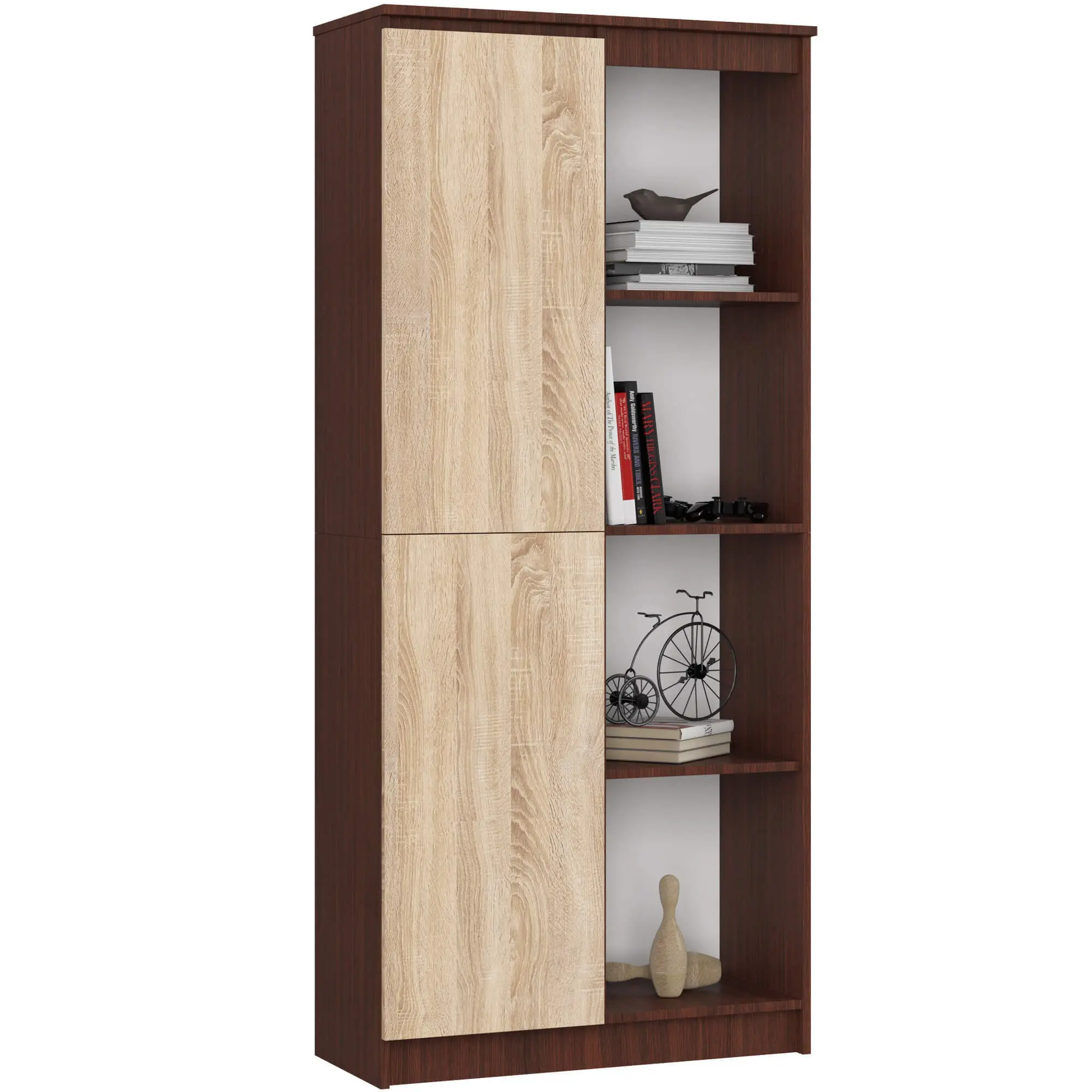 Ak furniture Regál Rexa 80 cm 1 skříňka a 4 police wenge/sonoma