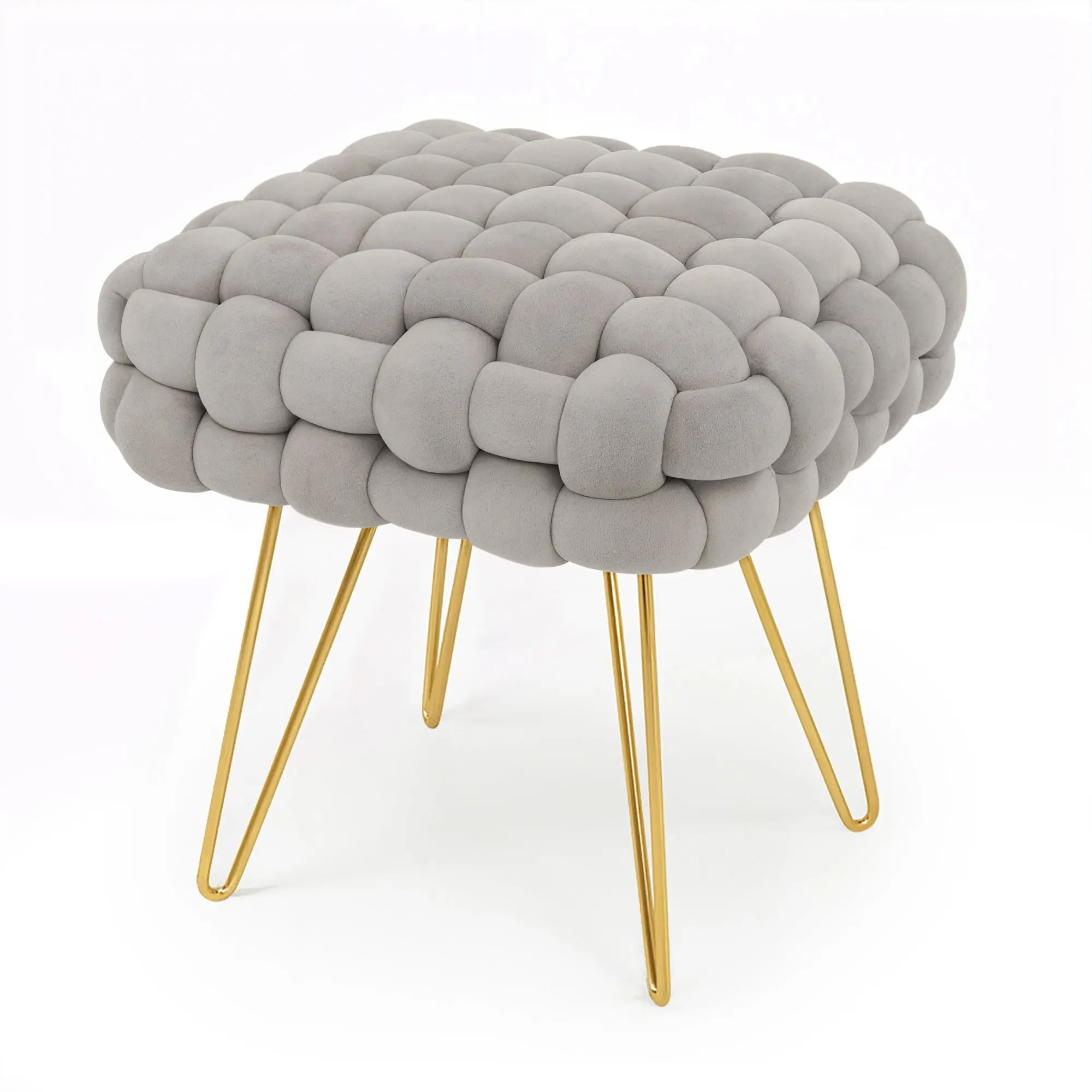 Ak furniture Taburet Dotty světle šedý