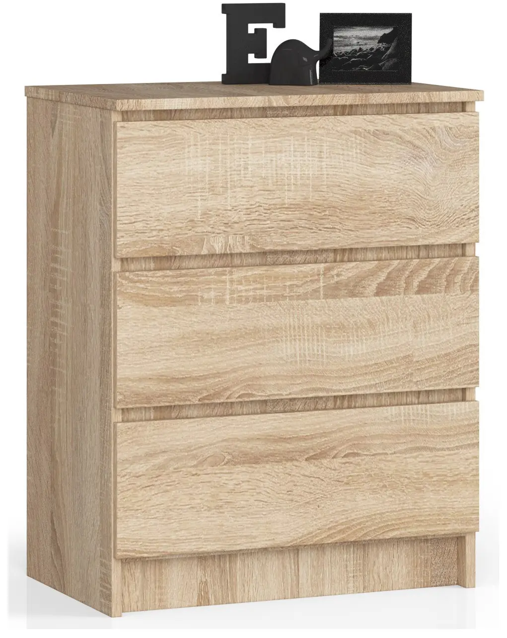 Ak furniture Komoda Kuba 60 cm - 3 zásuvky dub sonoma