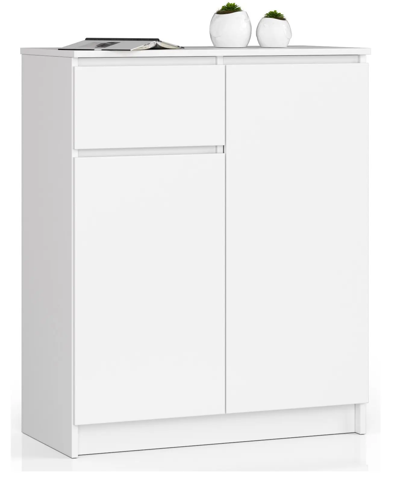 Ak furniture Komoda Kiara 80 cm 2 skříňky a 1 šuplík bílá