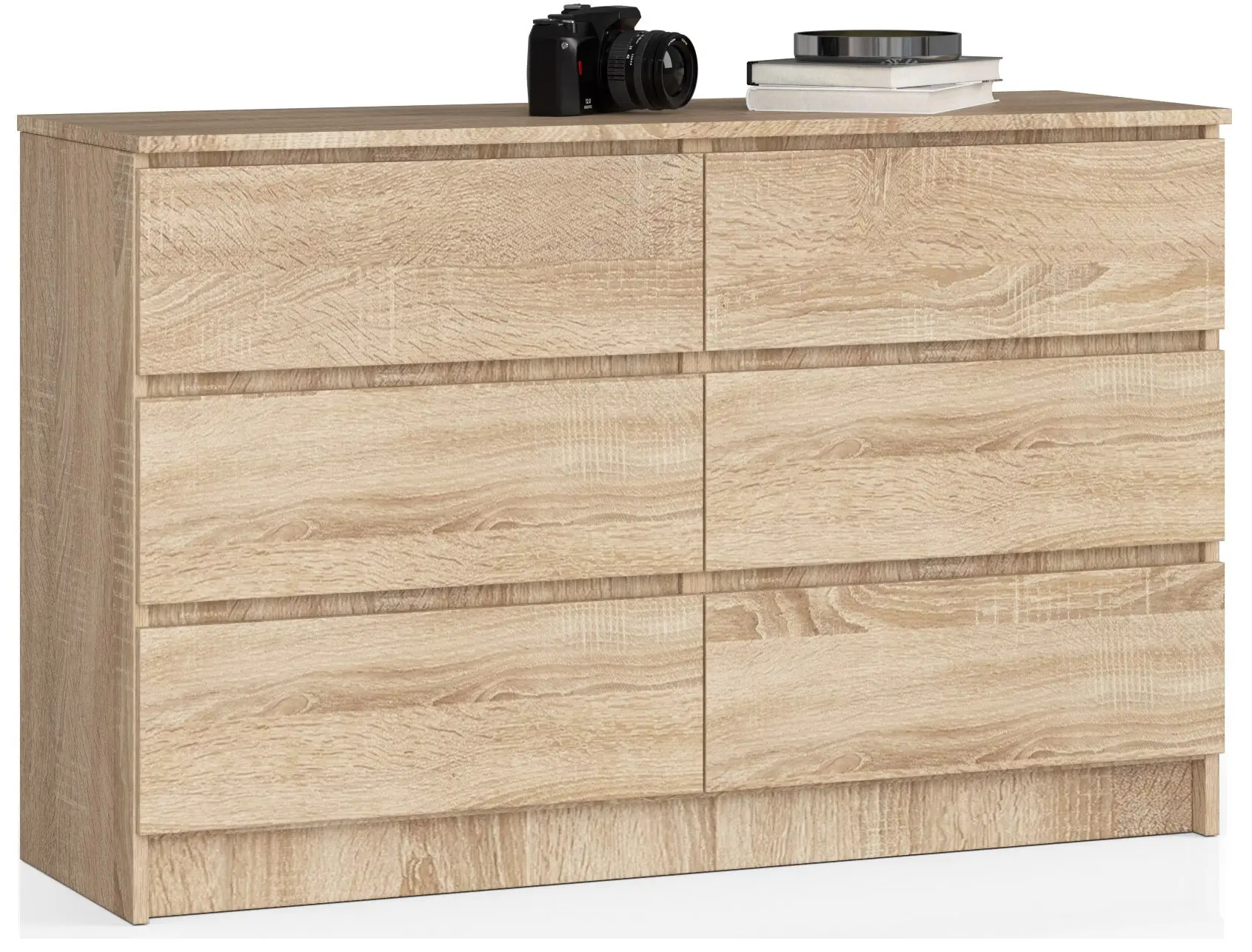 Ak furniture Komoda Kuba 120 cm 6 šuplíků dub sonoma