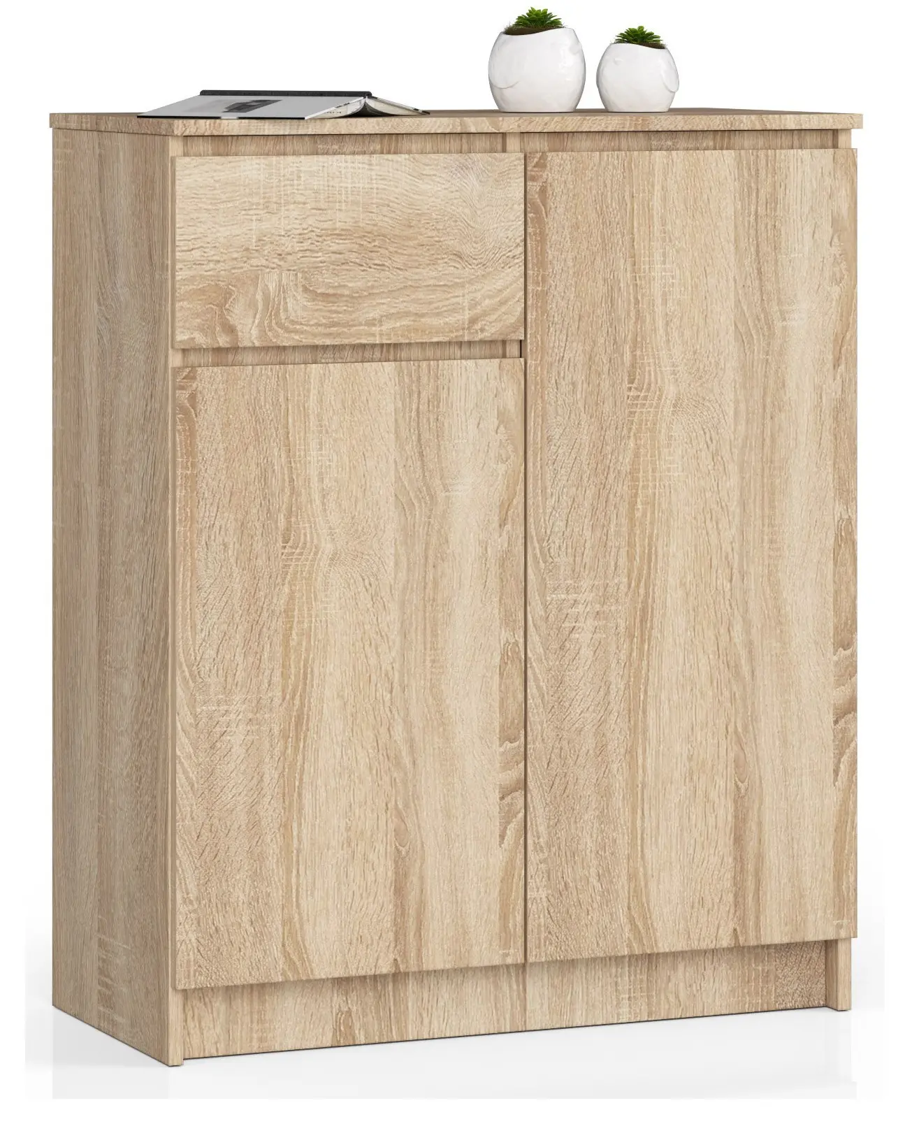 Ak furniture Komoda Kiara 80 cm 2 skříňky a 1 šuplík dub sonoma
