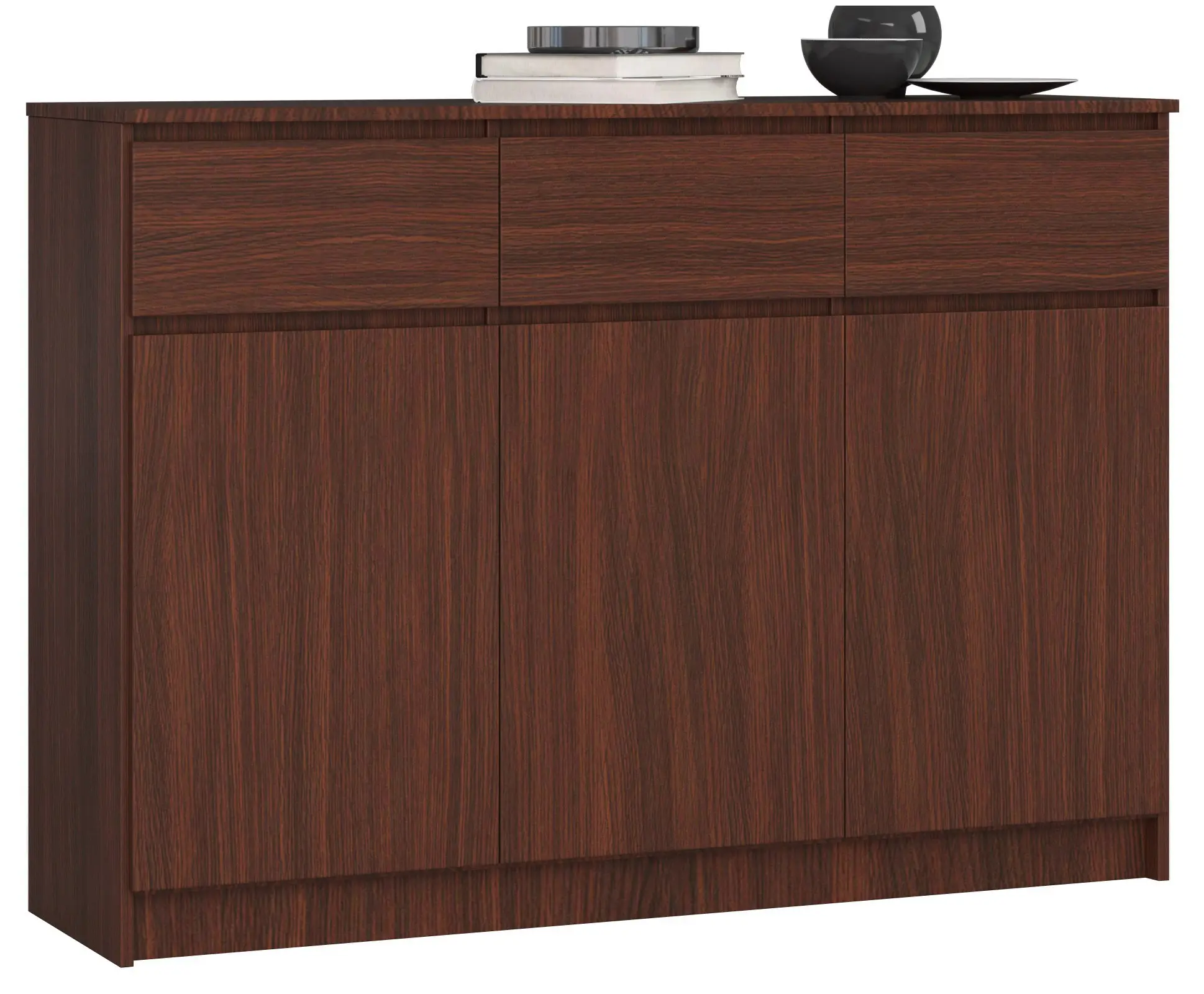 Ak furniture Komoda Karolína 140 cm 3 skříňky a 3 šuplíky wenge