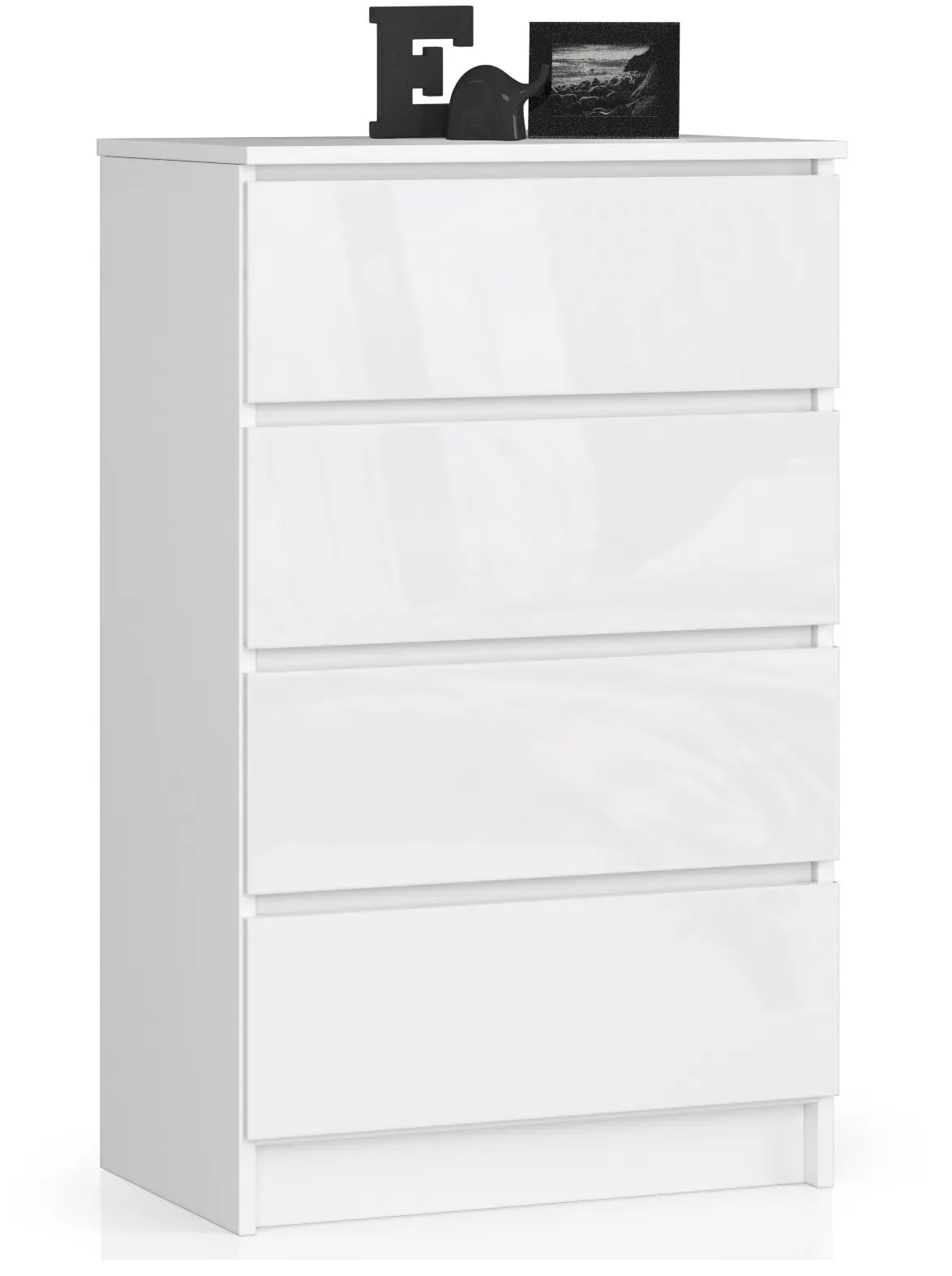Ak furniture Komoda Kuba 60 cm - 4 šuplíky bílá lesk