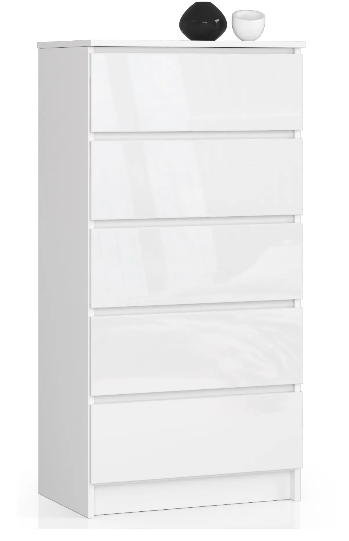 Ak furniture Komoda Kuba 60 cm - 5 šuplíků bílá lesk