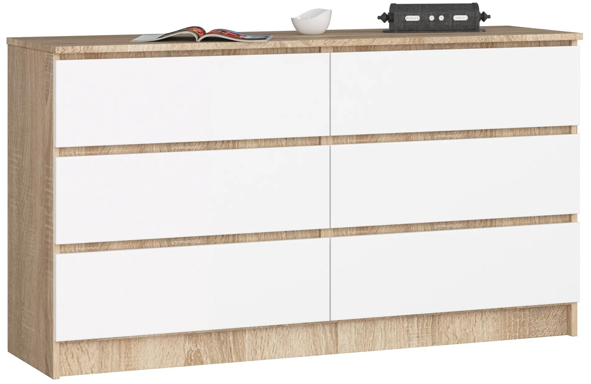 Ak furniture Komoda Rollo K 140 cm dub sonoma/bílá