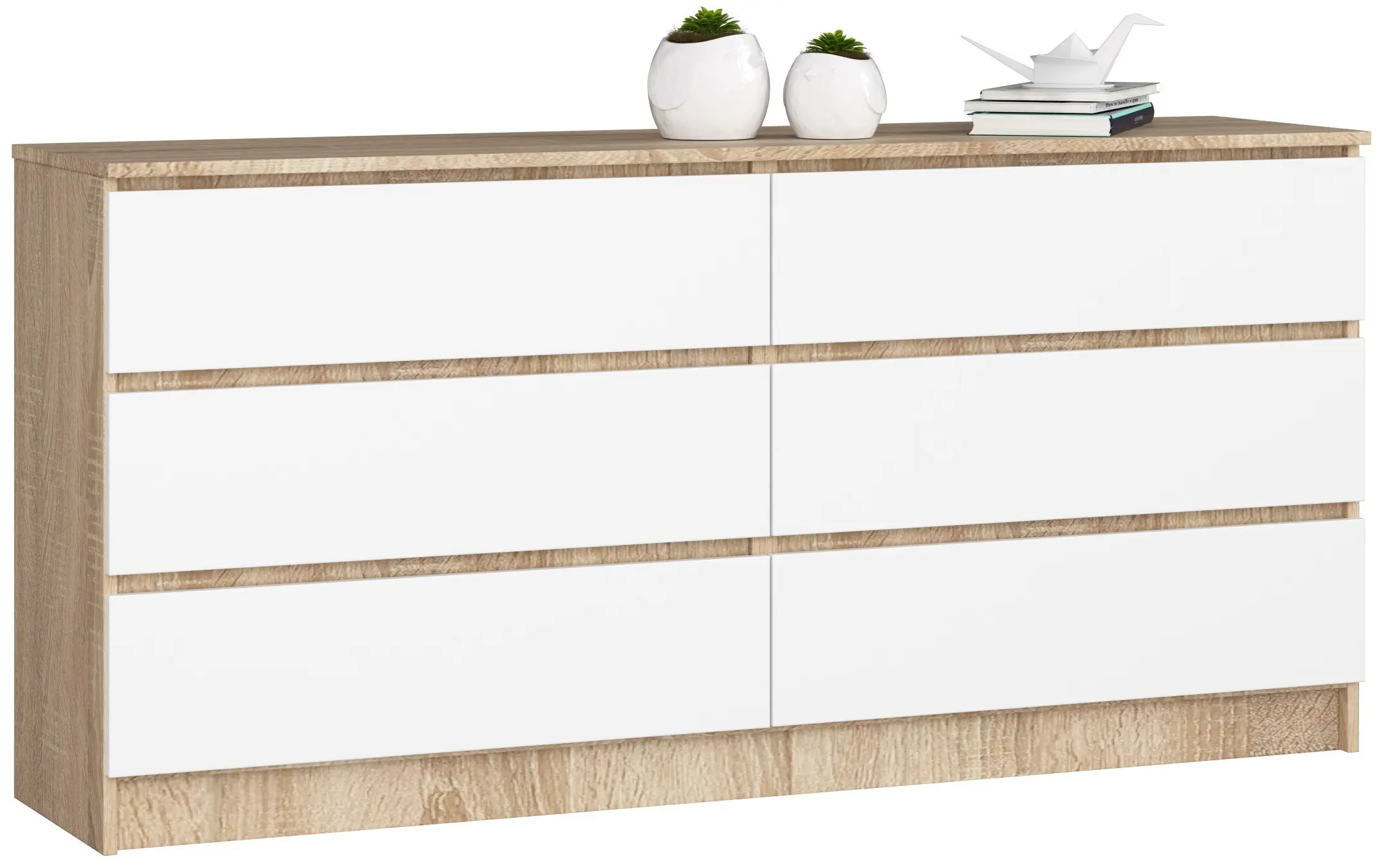 Ak furniture Komoda Rollo V 160 cm dub sonoma/bílá
