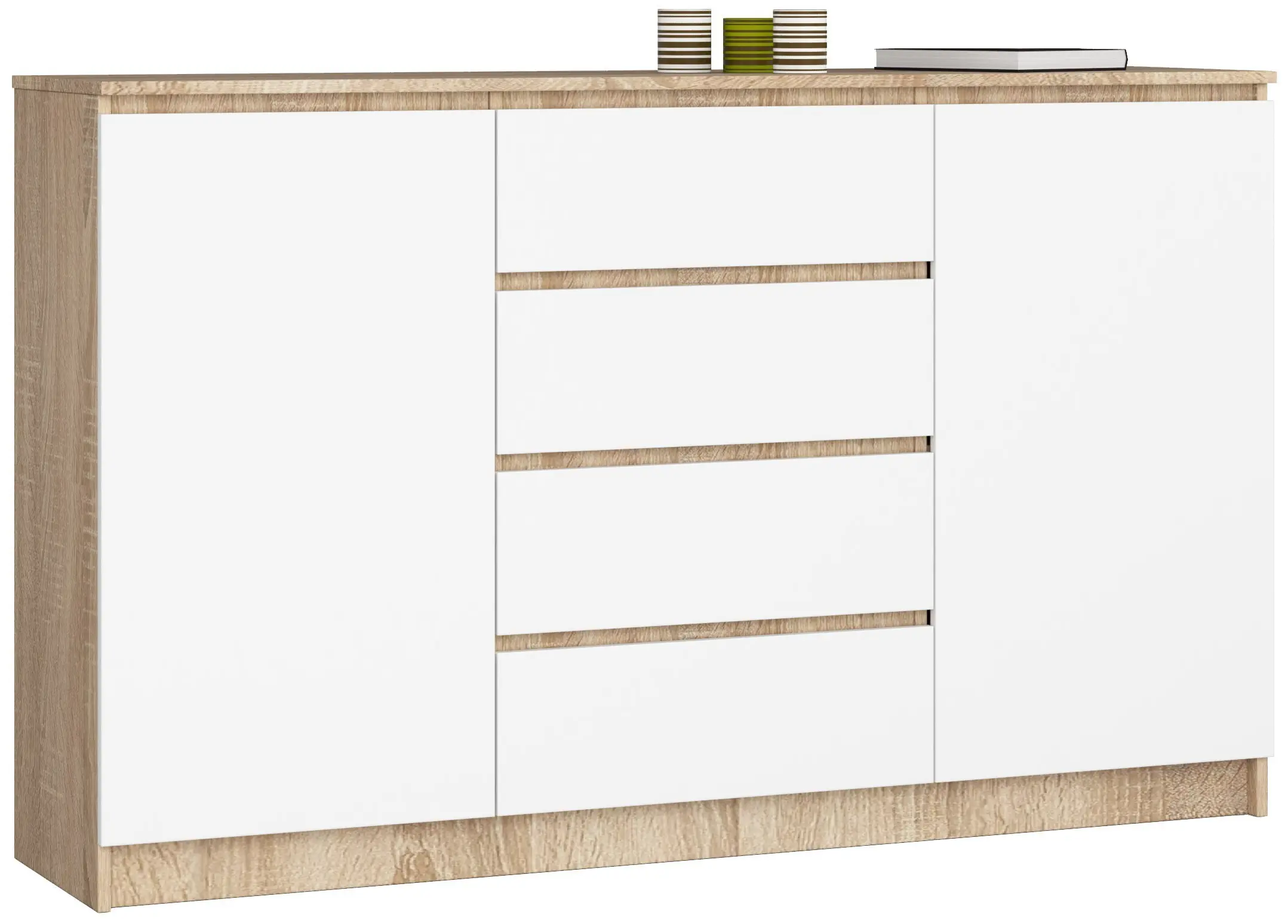 Ak furniture Komoda Tove K 160 cm dub sonoma/bílá