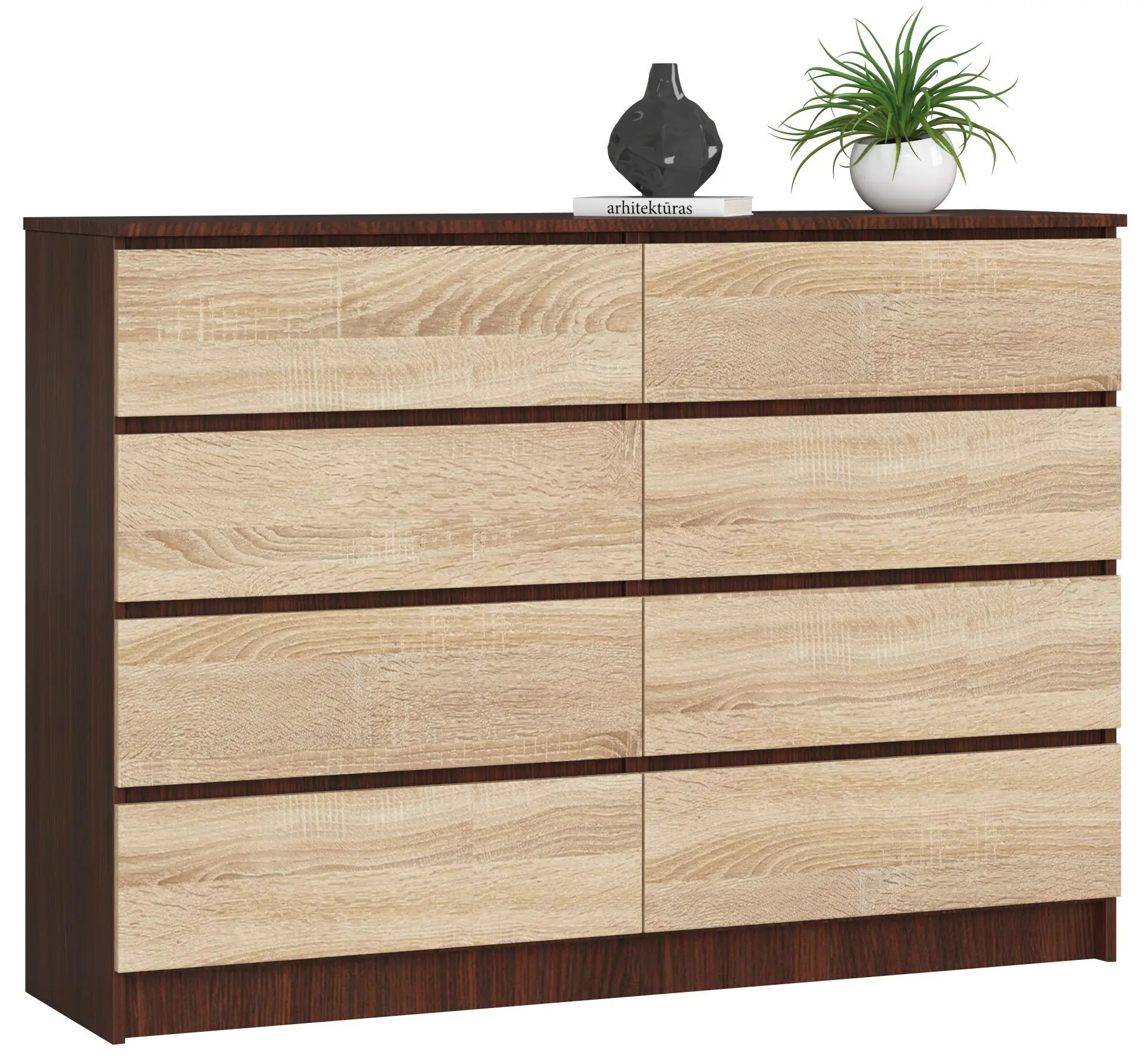 Ak furniture Komoda Rollo X 140 cm wenge/dub sonoma