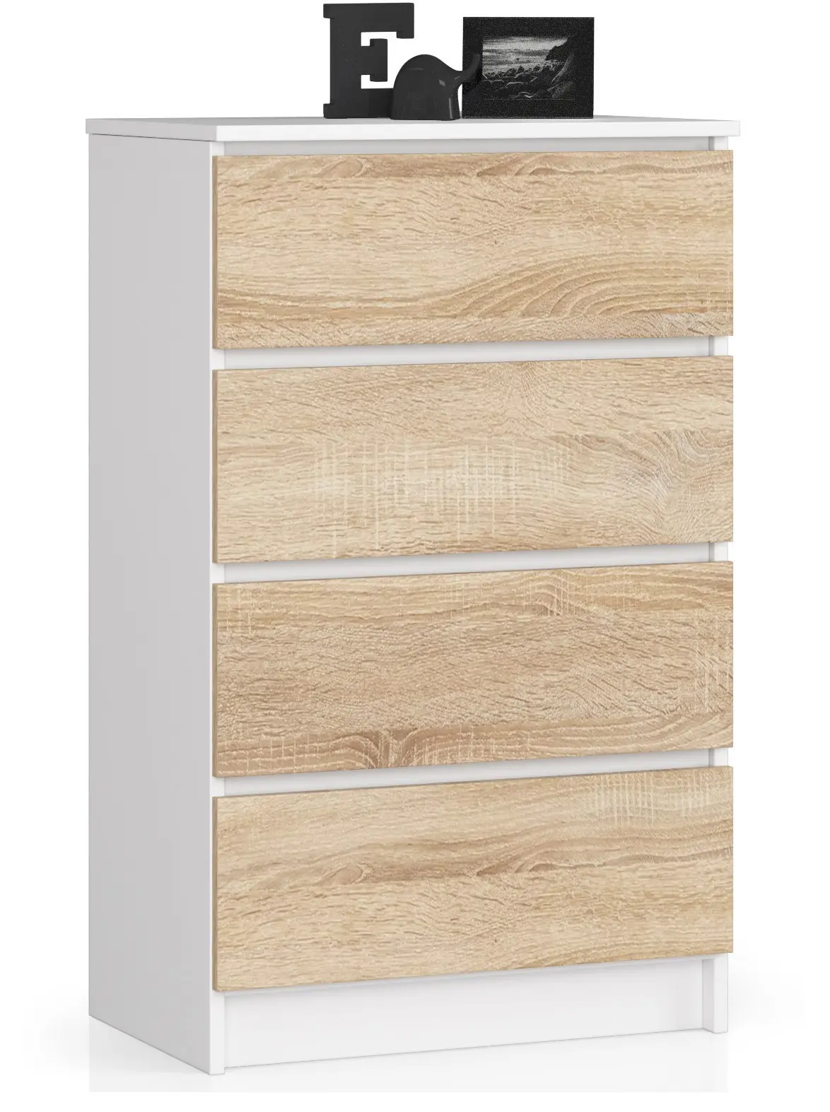 Ak furniture Komoda Kuba 60 cm - 4 šuplíky bílá/sonoma