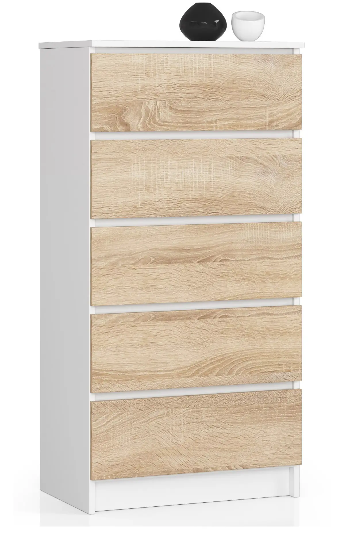 Ak furniture Komoda Kuba 60 cm - 5 šuplíků bílá/sonoma