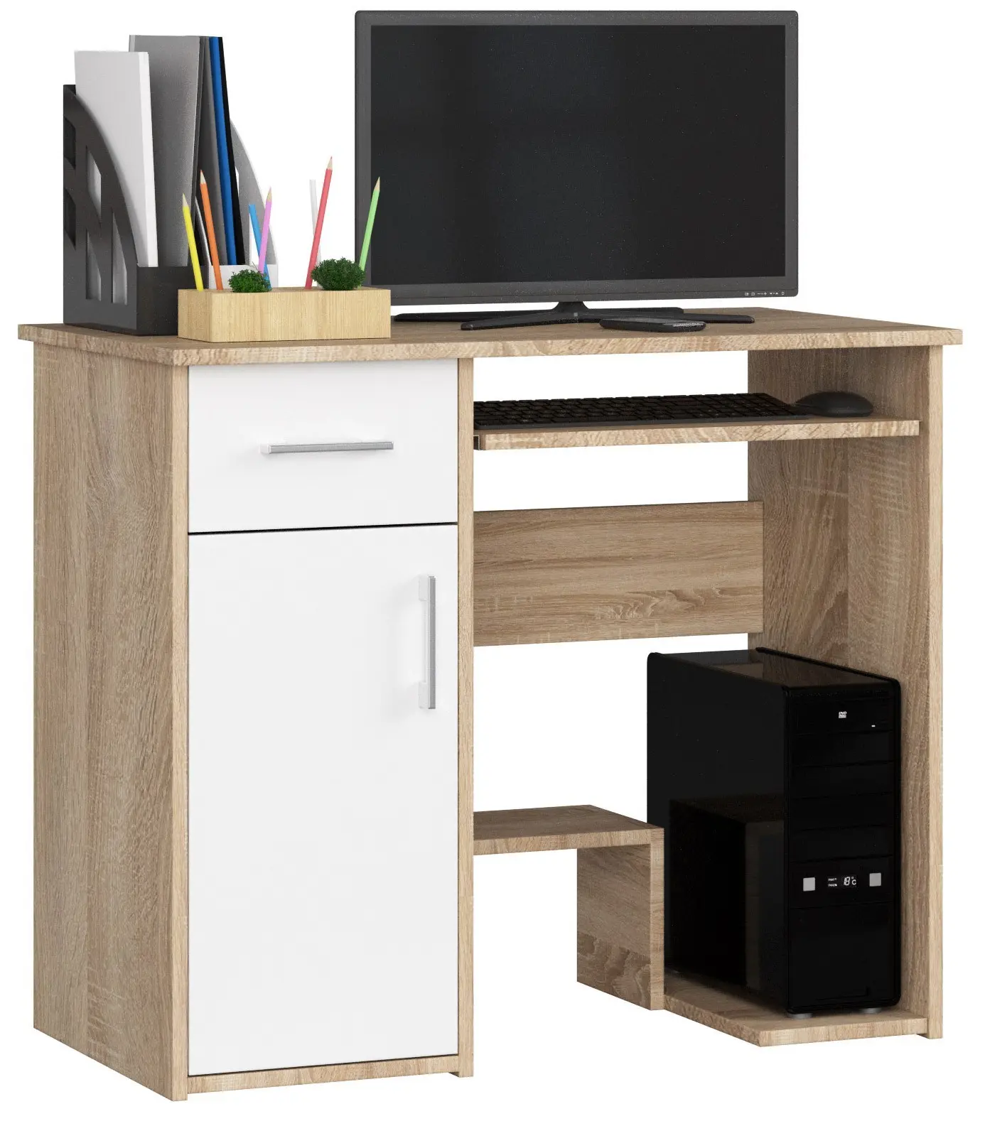 Ak furniture Volně stojící psací stůl Jay 90 cm dub sonoma/bílý