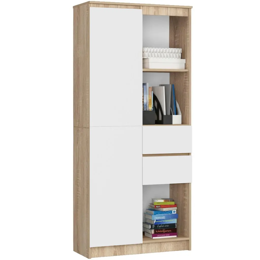 Ak furniture Kancelářská knihovna Rexa dub sonoma/bílá