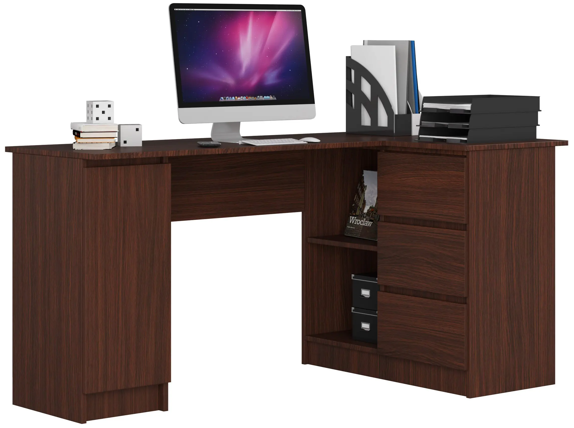 Ak furniture Rohový psací stůl B20 155 cm wenge pravý