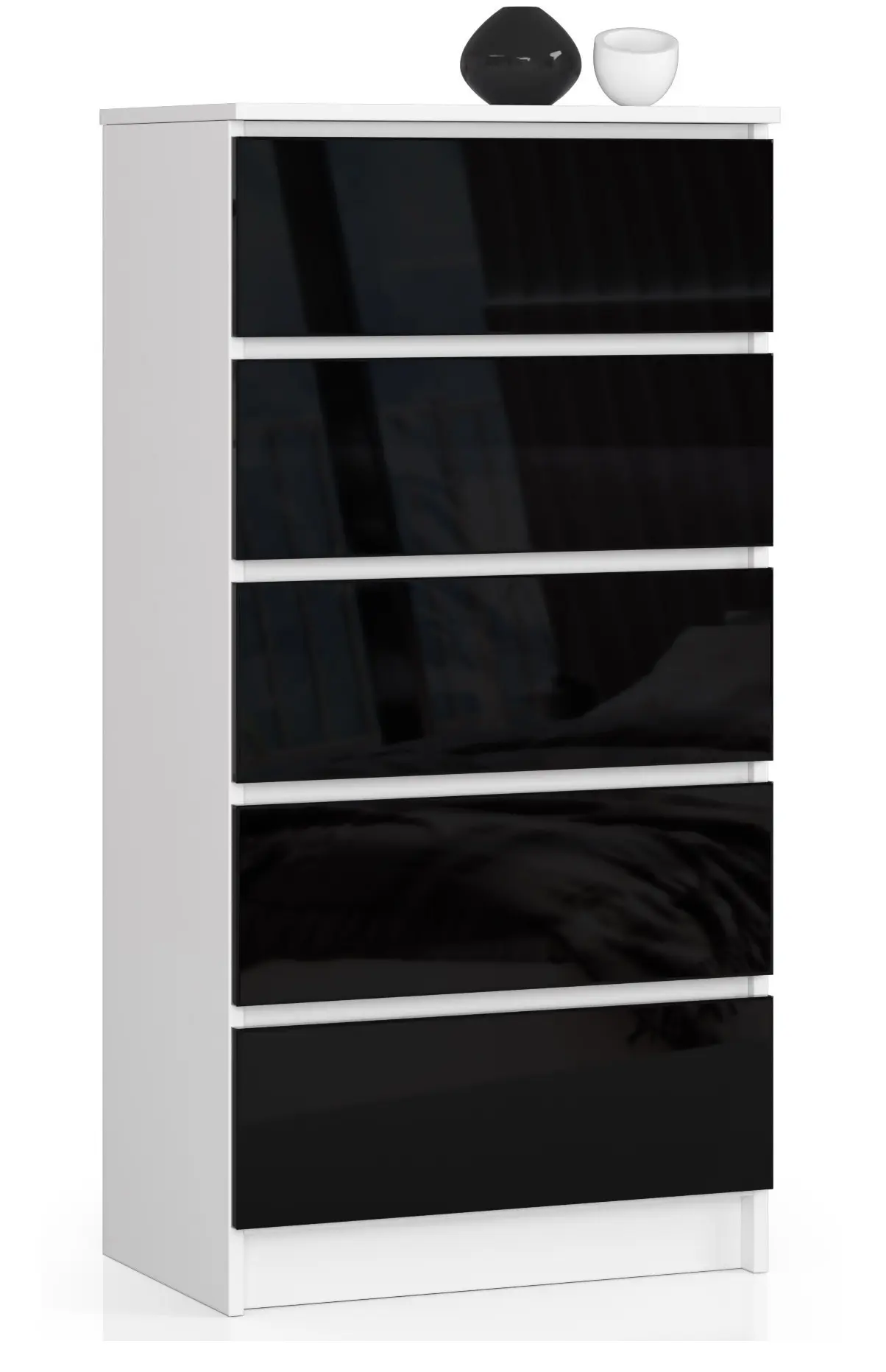 Ak furniture Komoda Kuba 60 cm - 5 šuplíků bílá/černá
