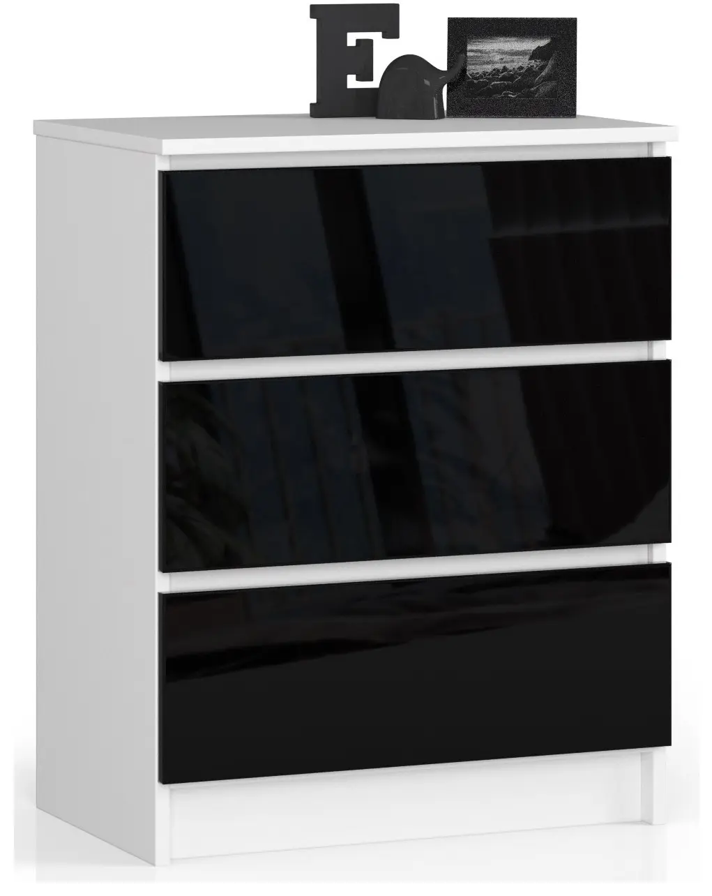 Ak furniture Komoda Kuba 60 cm - 3 šuplíky bílá/černá