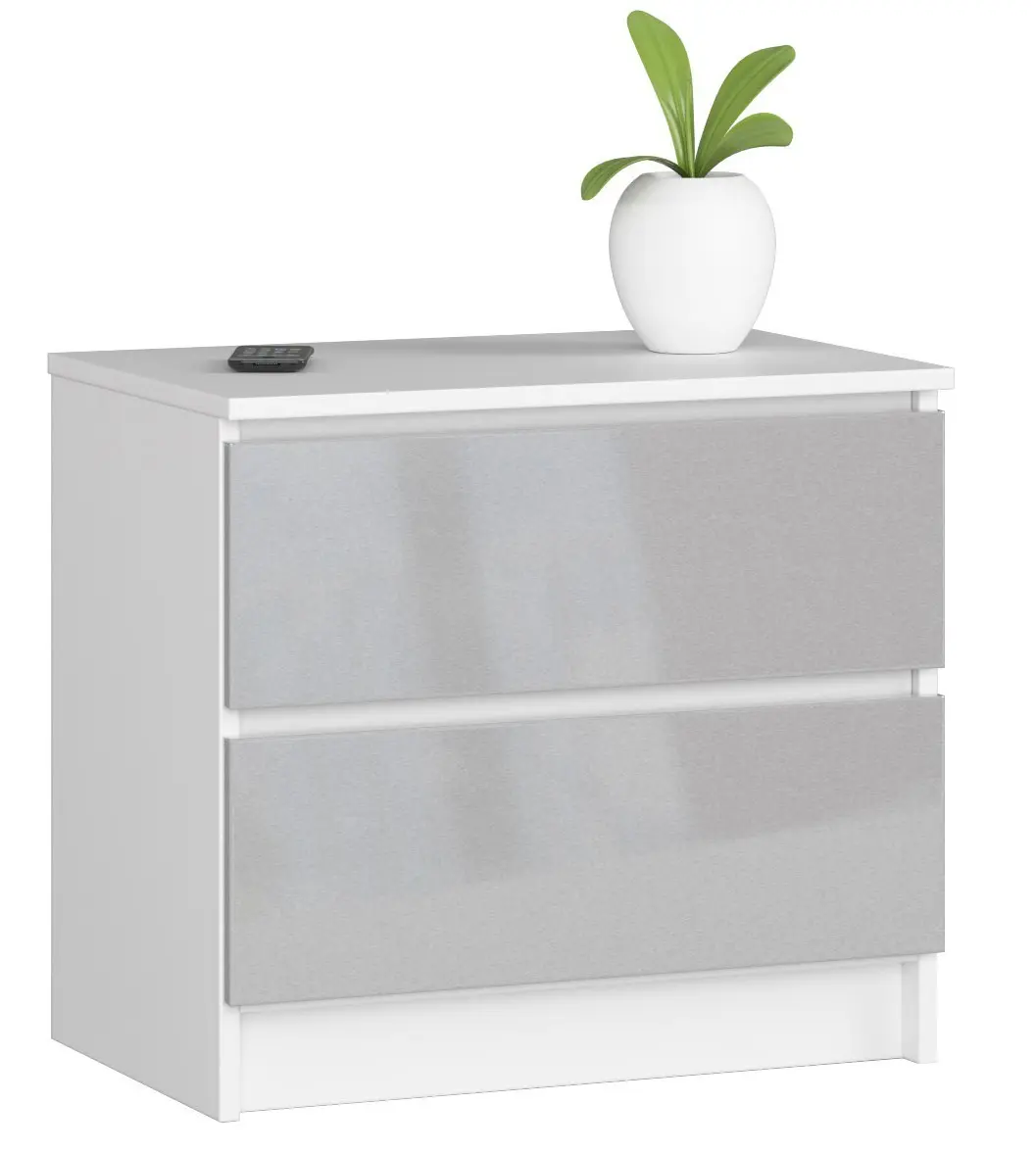 Ak furniture Komoda Liv 60 cm bílá/šedá lesklá