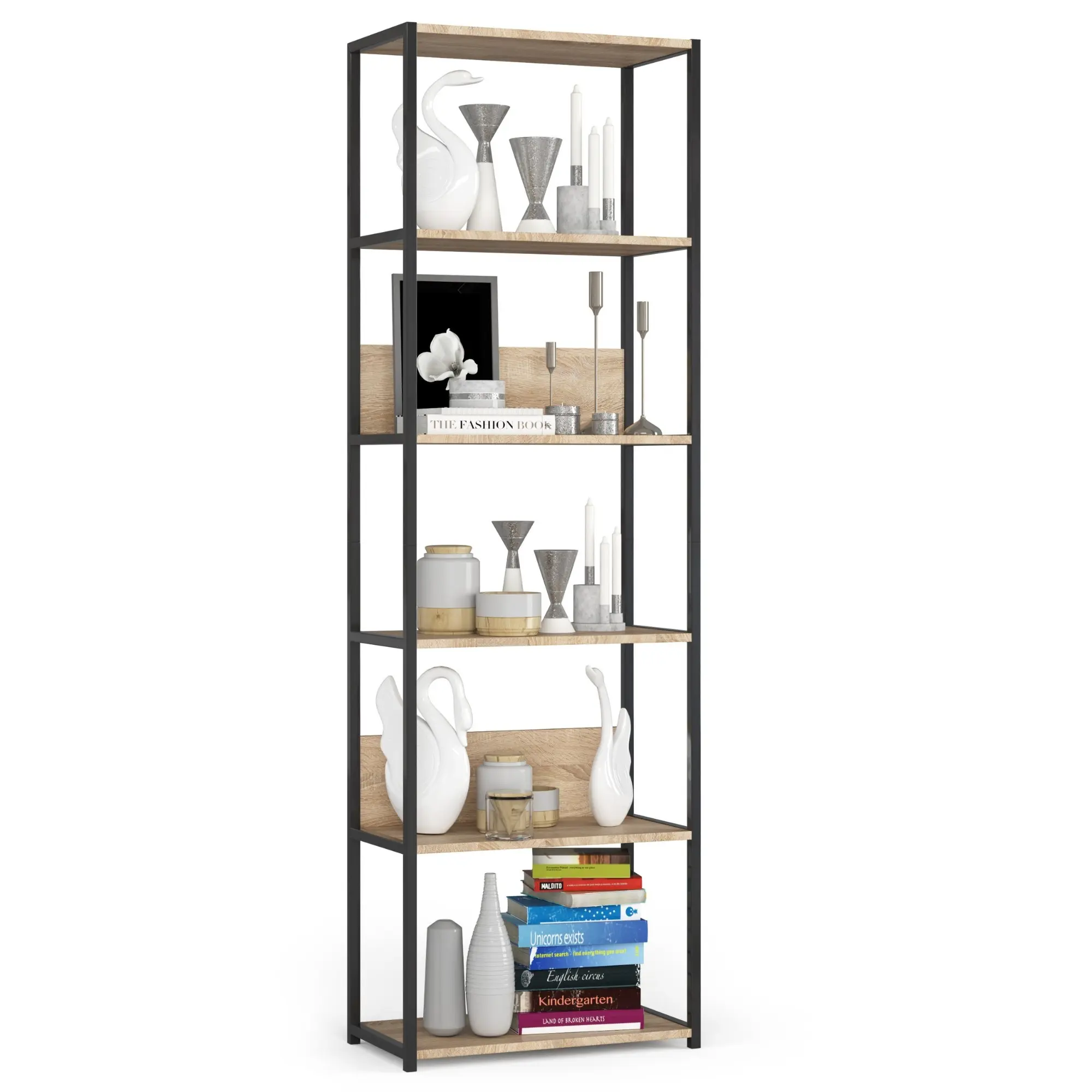 Ak furniture Industriální regál Lamon 60 cm černý/dub sonoma