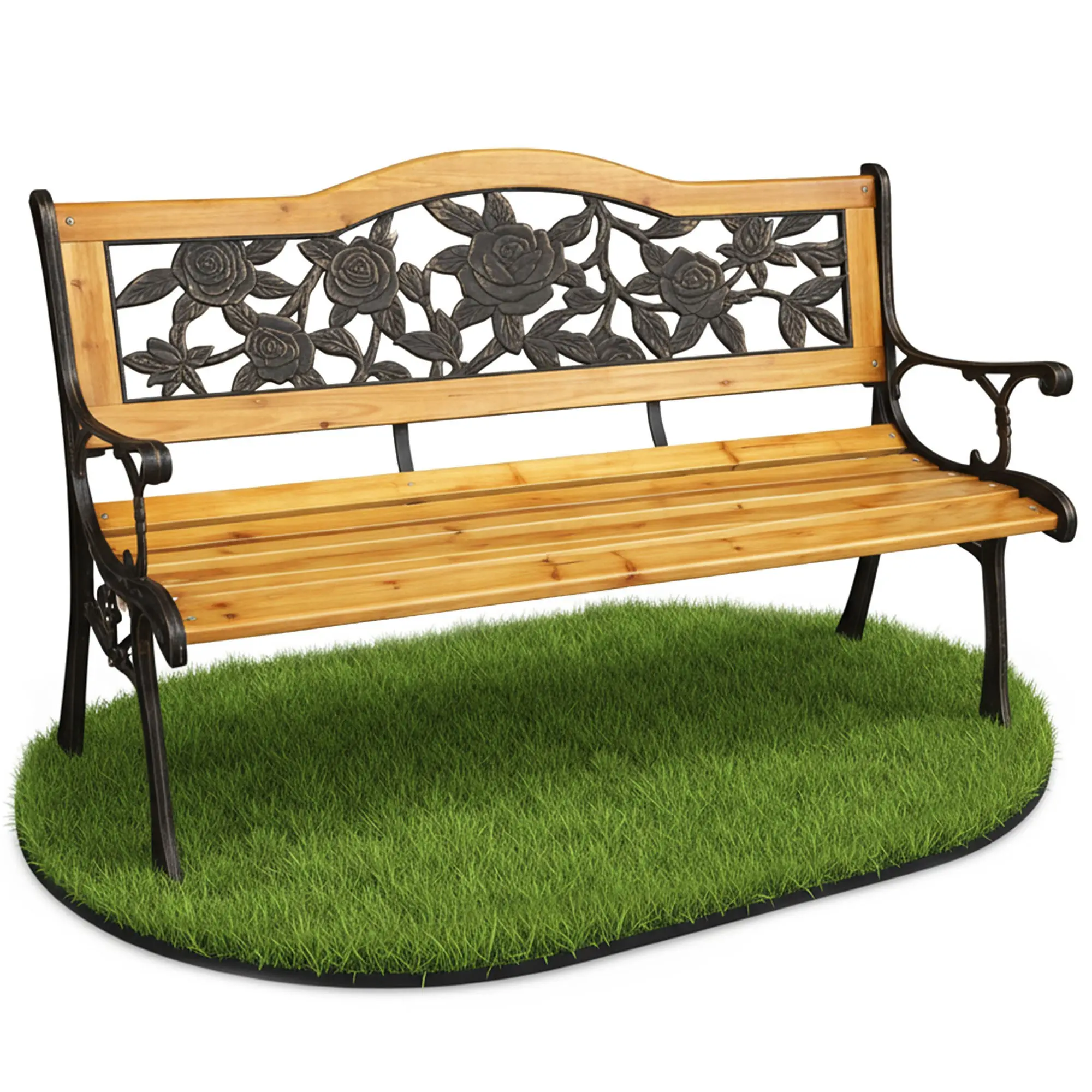 Ak furniture Zahradní lavička ROSA světlé dřevo/černá