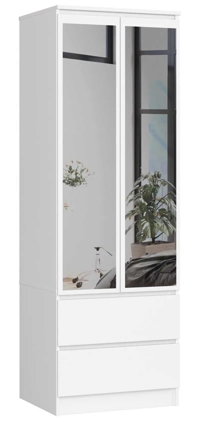 Ak furniture Šatní skříň Star se zrcadlem 60 cm bílá