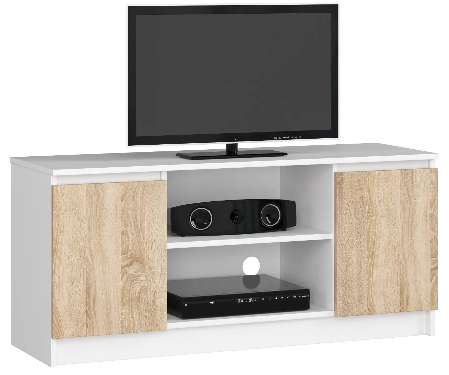 Stolek pod TV RTV 120 2D 1P bílý / sonoma