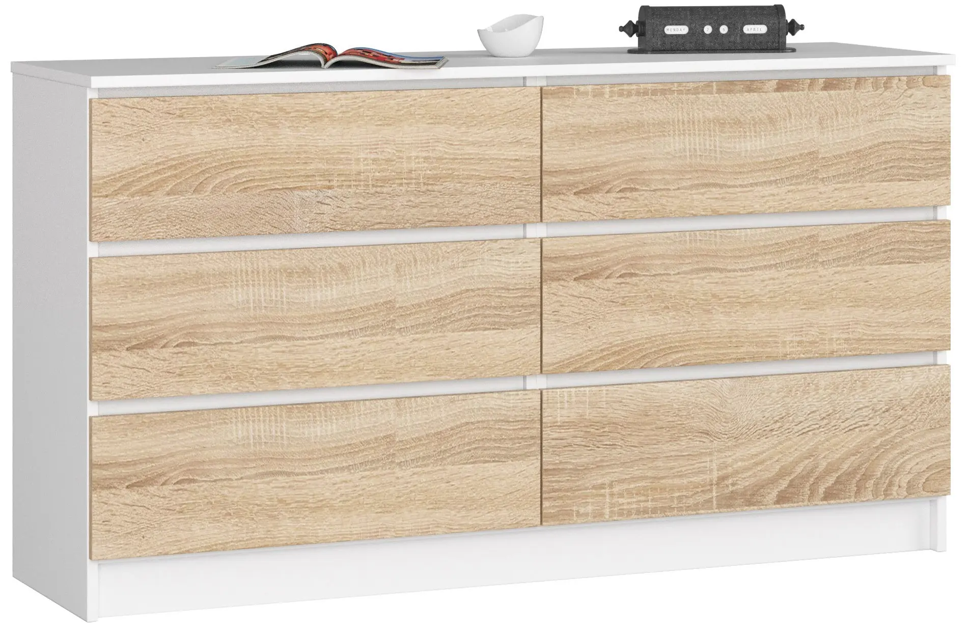 Ak furniture Komoda Rollo K 140 cm bílá/dub sonoma