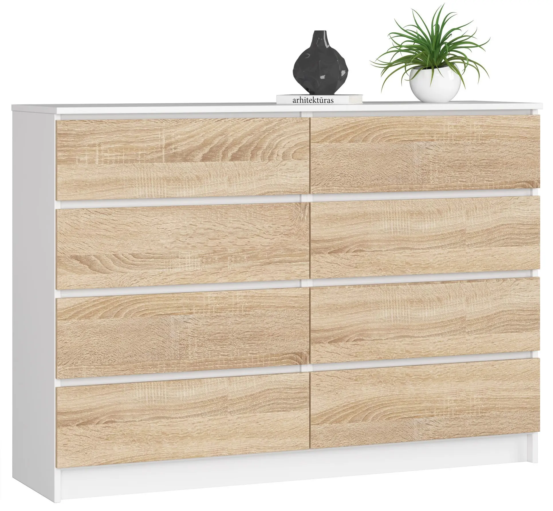 Ak furniture Komoda Rollo X 140 cm bílá/dub sonoma